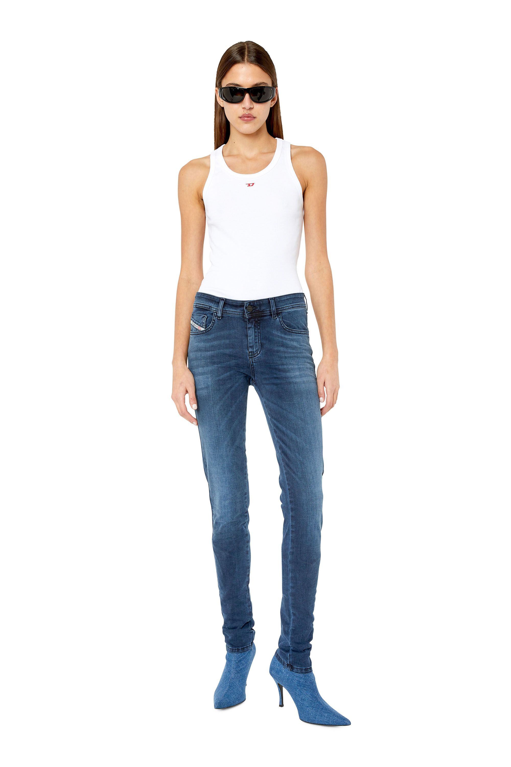 Diesel - 2017 Slandy E84UT Super skinny Jeans, Dark Blue - Image 4