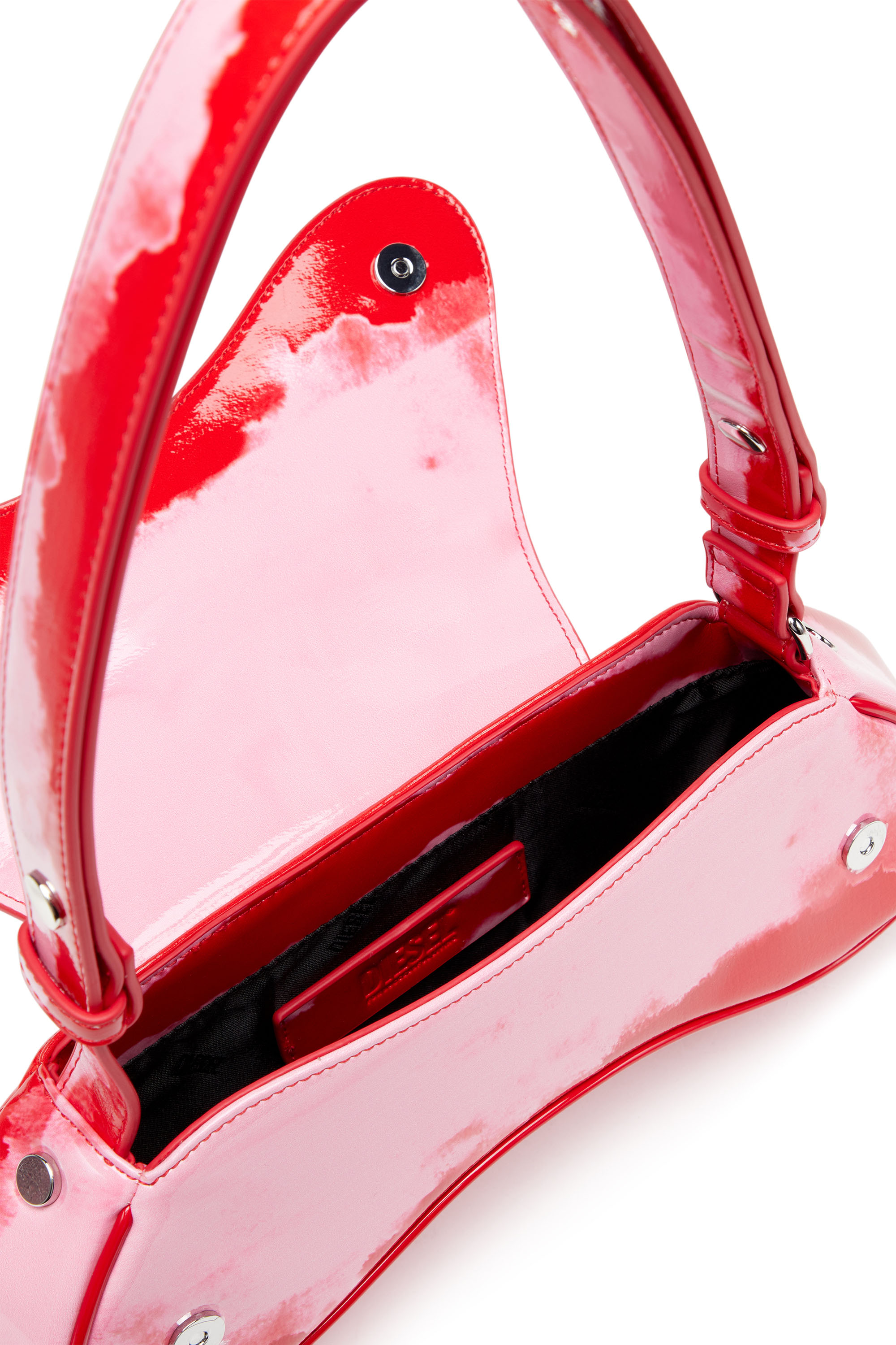 Diesel - PLAY CROSSBODY, Woman's Play-Shoulder bag in printed glossy PU in Pink/Red - 3