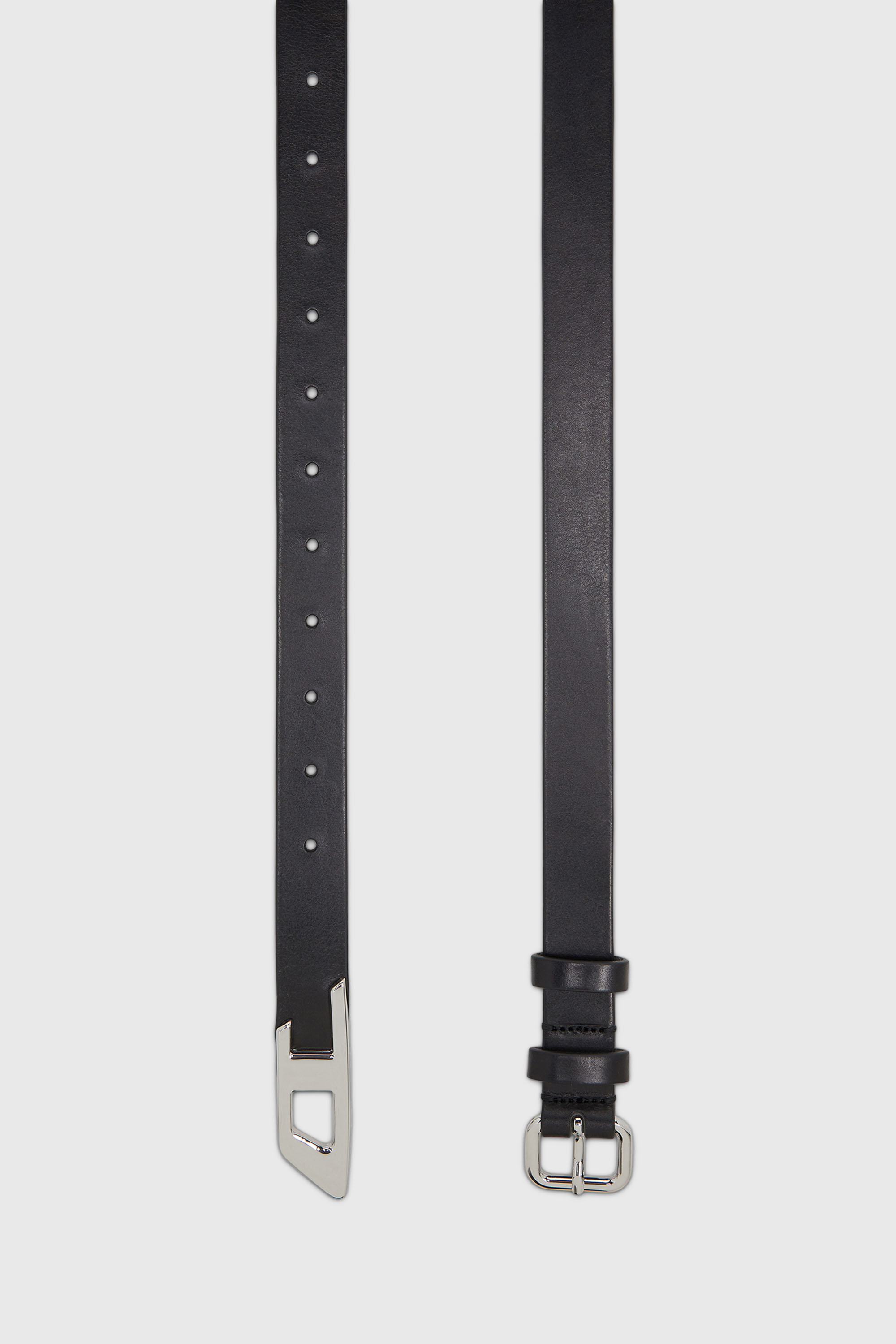 Diesel - B-D LOGO TIP 25, Woman's 2.4 cm leather belt with D tip in Black - 2