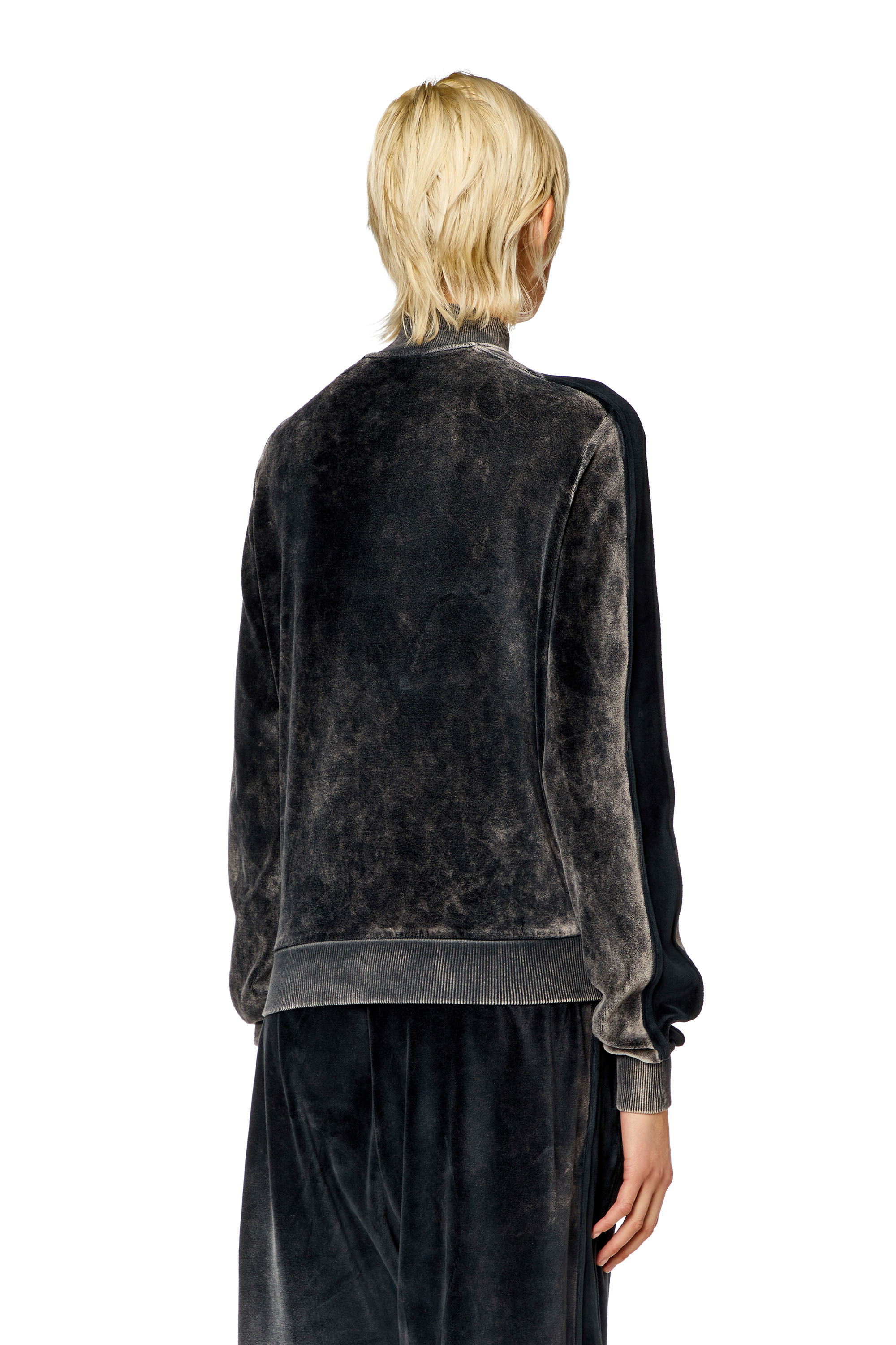 Diesel - F-KINIGLI, Woman Track jacket in treated chenille in Black - Image 4