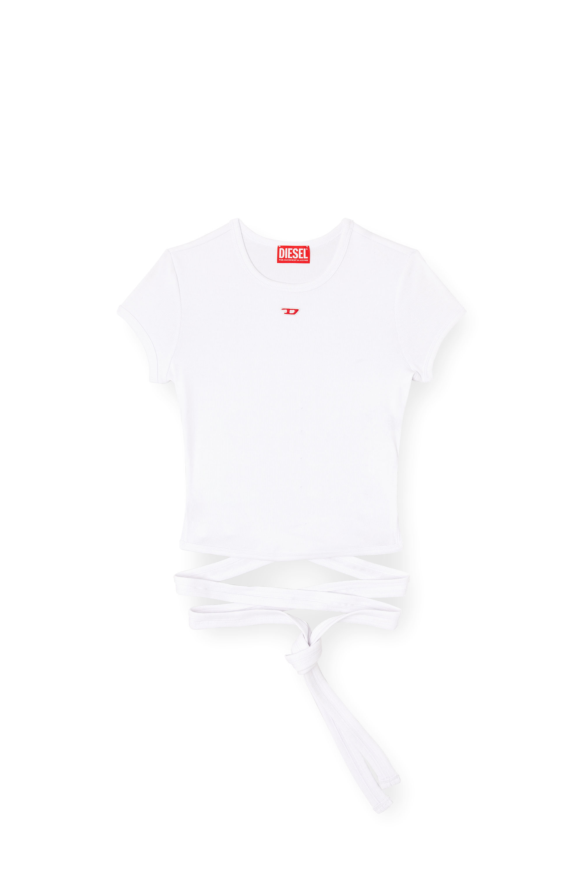 Diesel - T-BUNNY-TAIL, Woman's T-shirt with wrap ties in White - 3