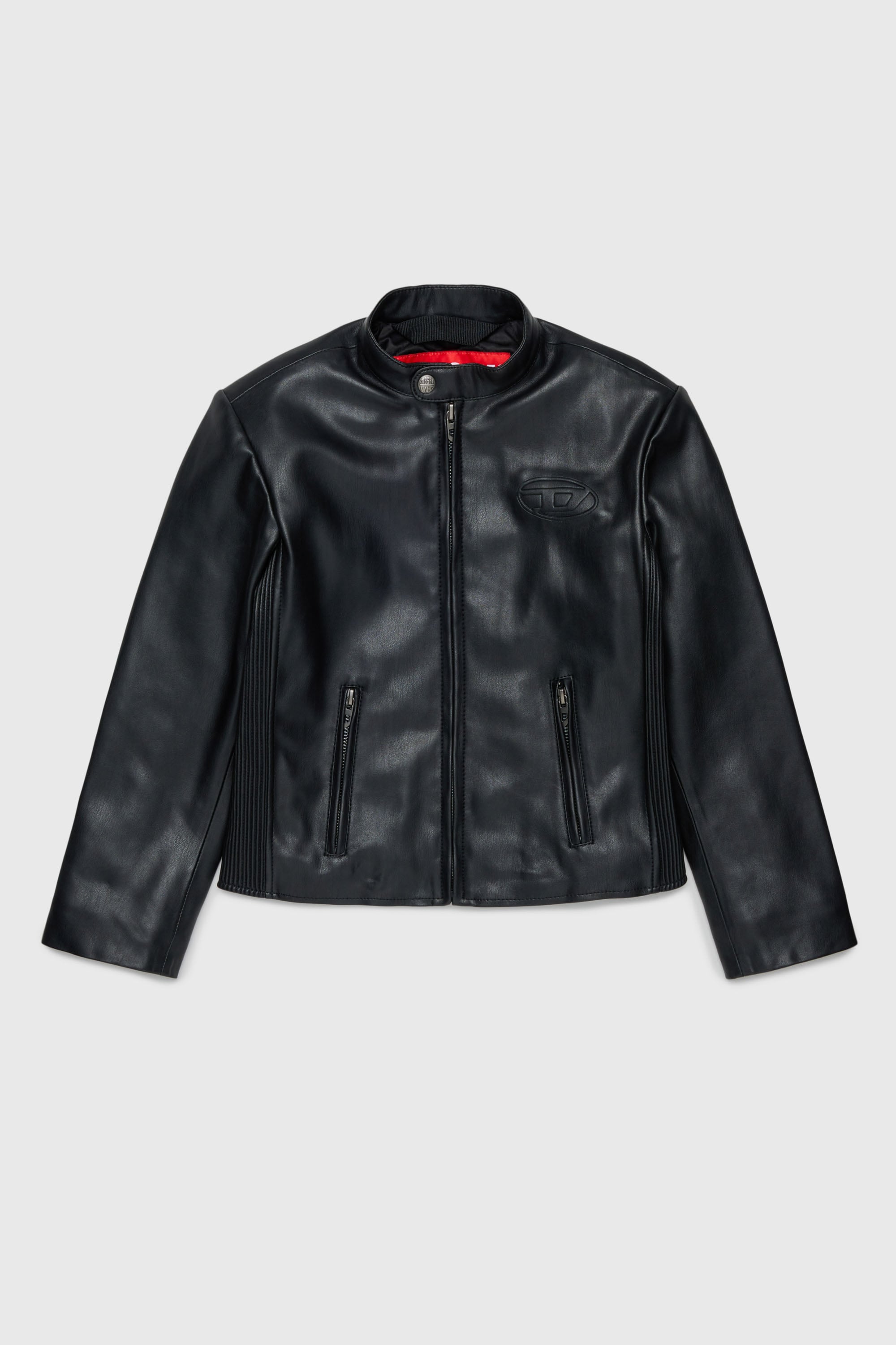 Diesel - JEMBY, Man's Biker jacket with embossed Oval D logo in Black - 1