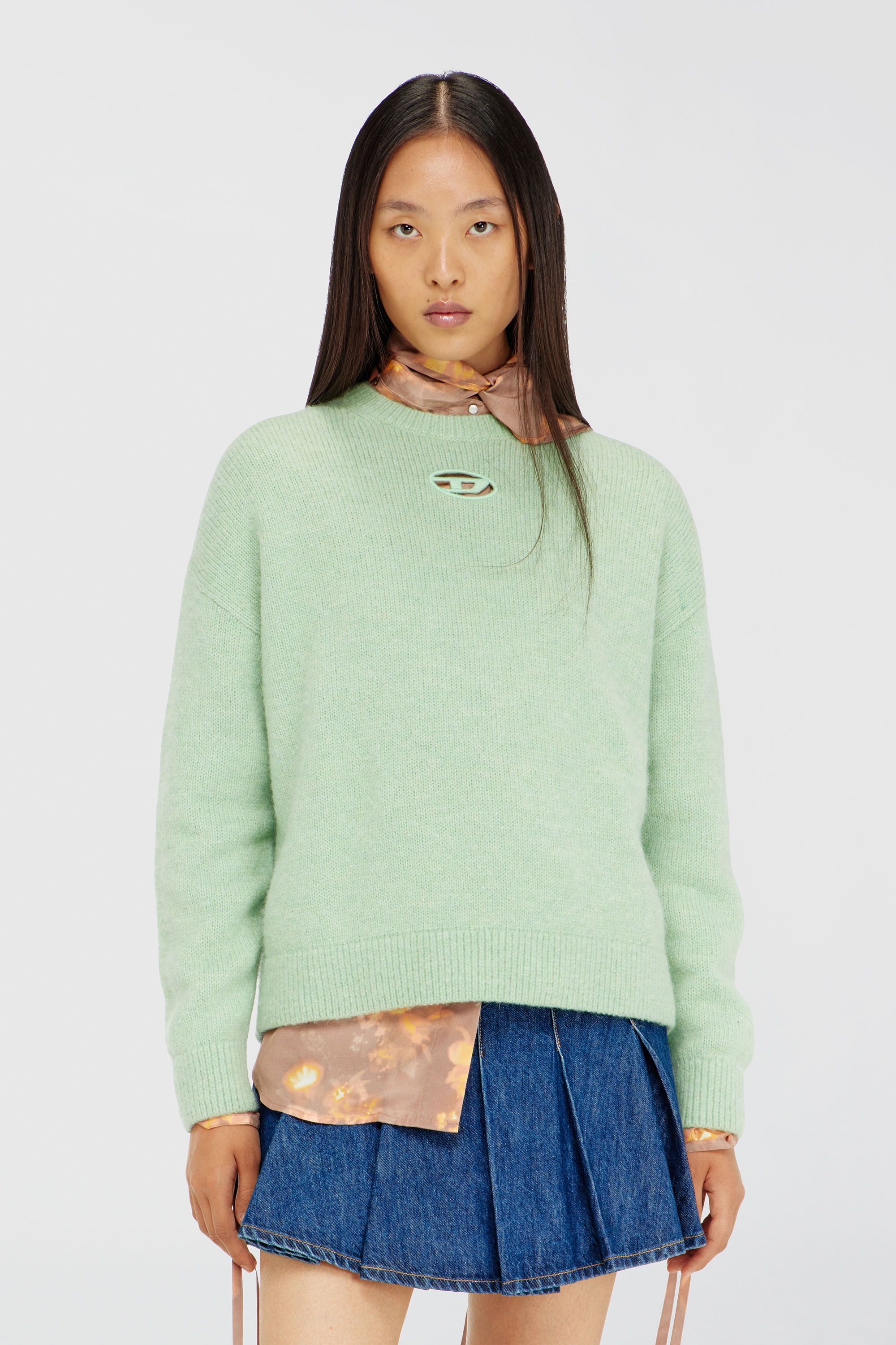 Diesel - M-AREETA, Woman's Jumper in wool and alpaca blend in Water Green - 2