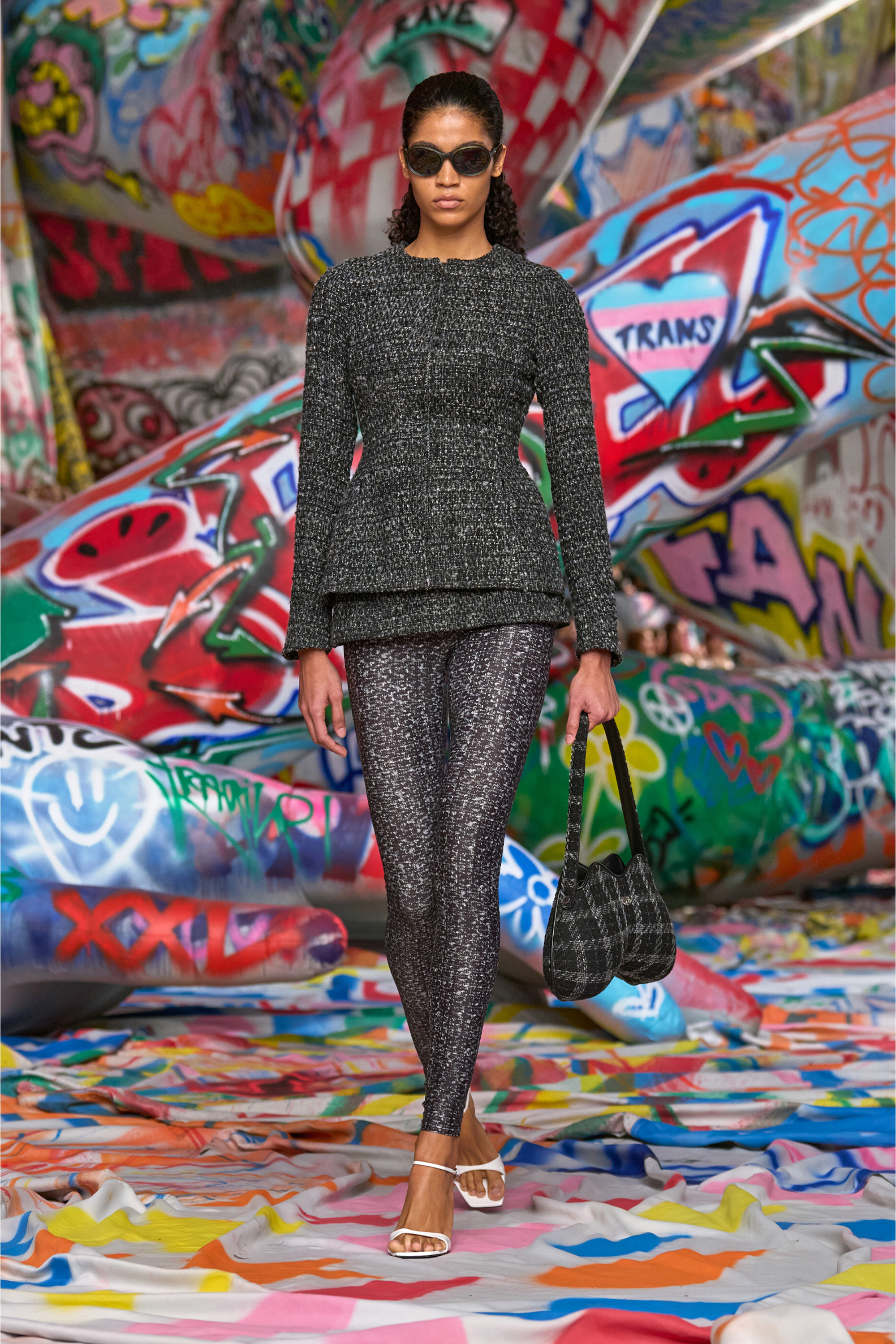 Diesel - P-HOUR, Woman's Bouclé skirt with leggings in Black - 4