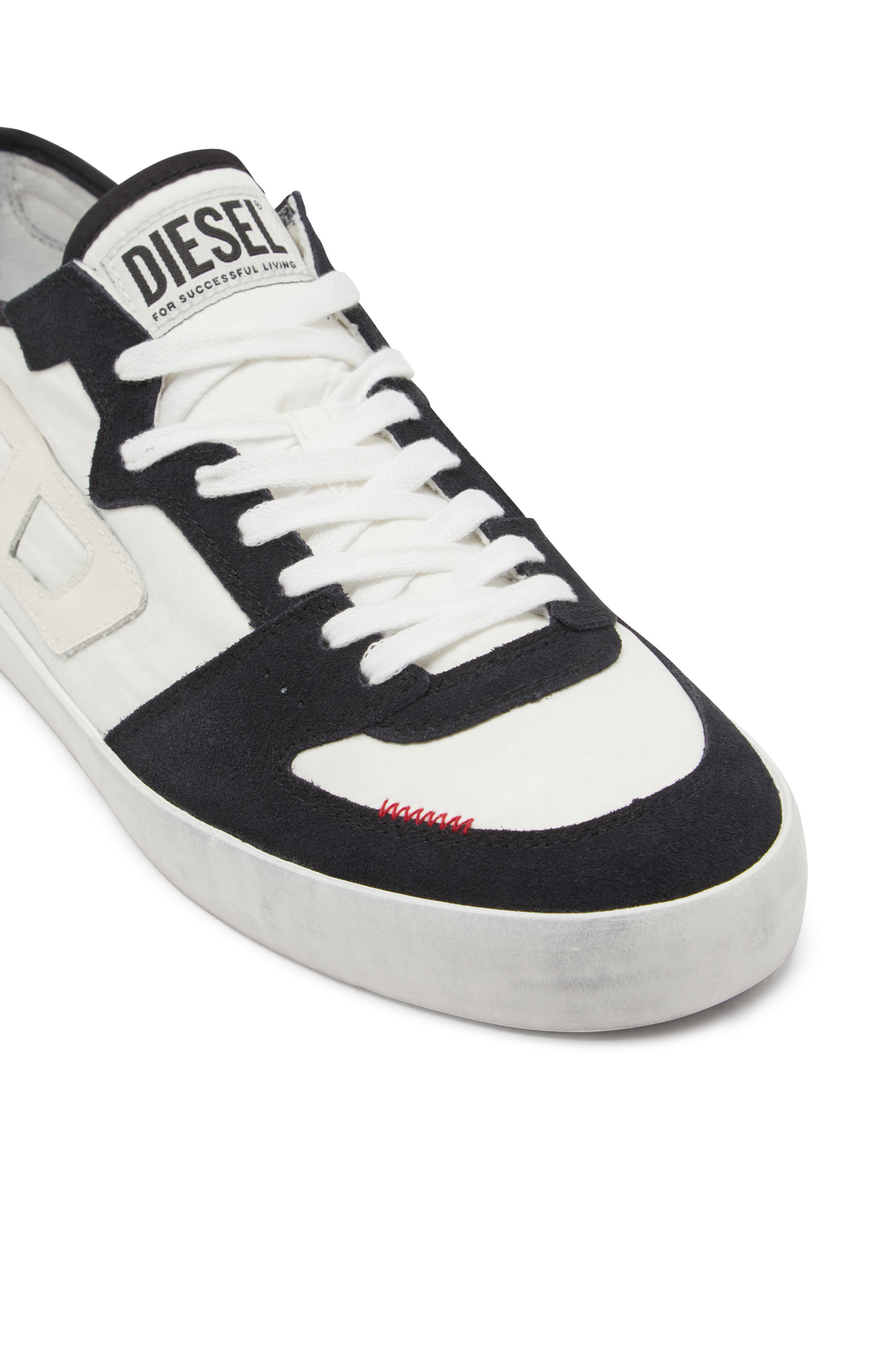 Diesel - S-LEROJI D-1 LOW, Man's S-Leroji D-Sneakers in padded ripstop and suede in Black/White - 4