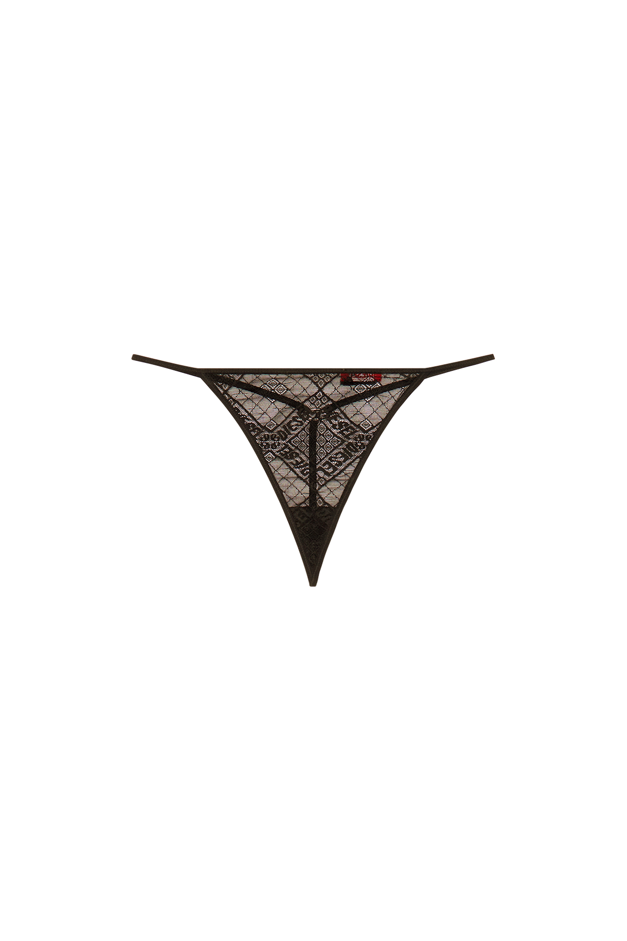 Diesel - UFST-D-STRING, Woman Thong in stretch logo lace in Black - Image 4