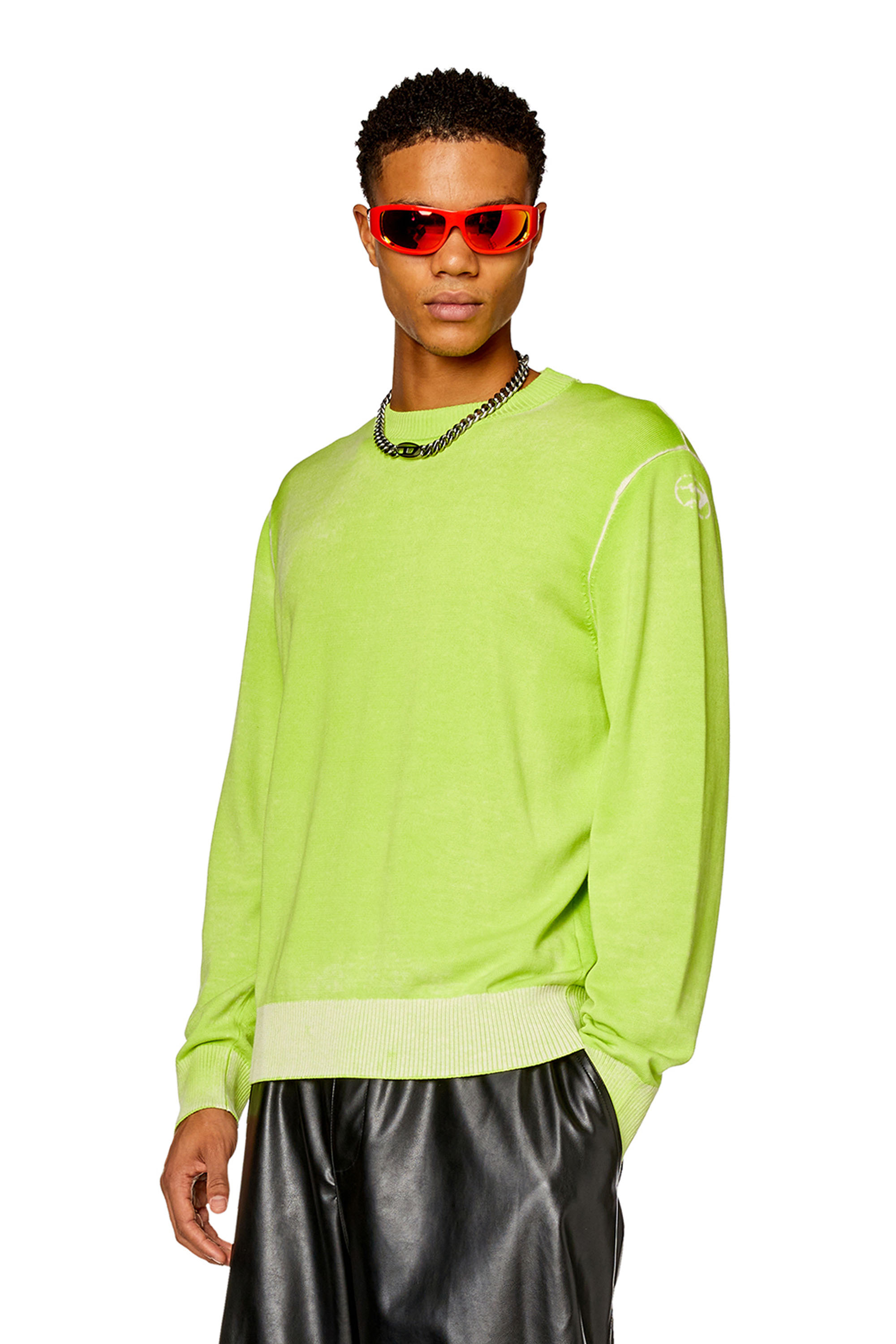 Diesel - K-LARENCE-B, Man Reverse-print cotton jumper in Green - Image 1