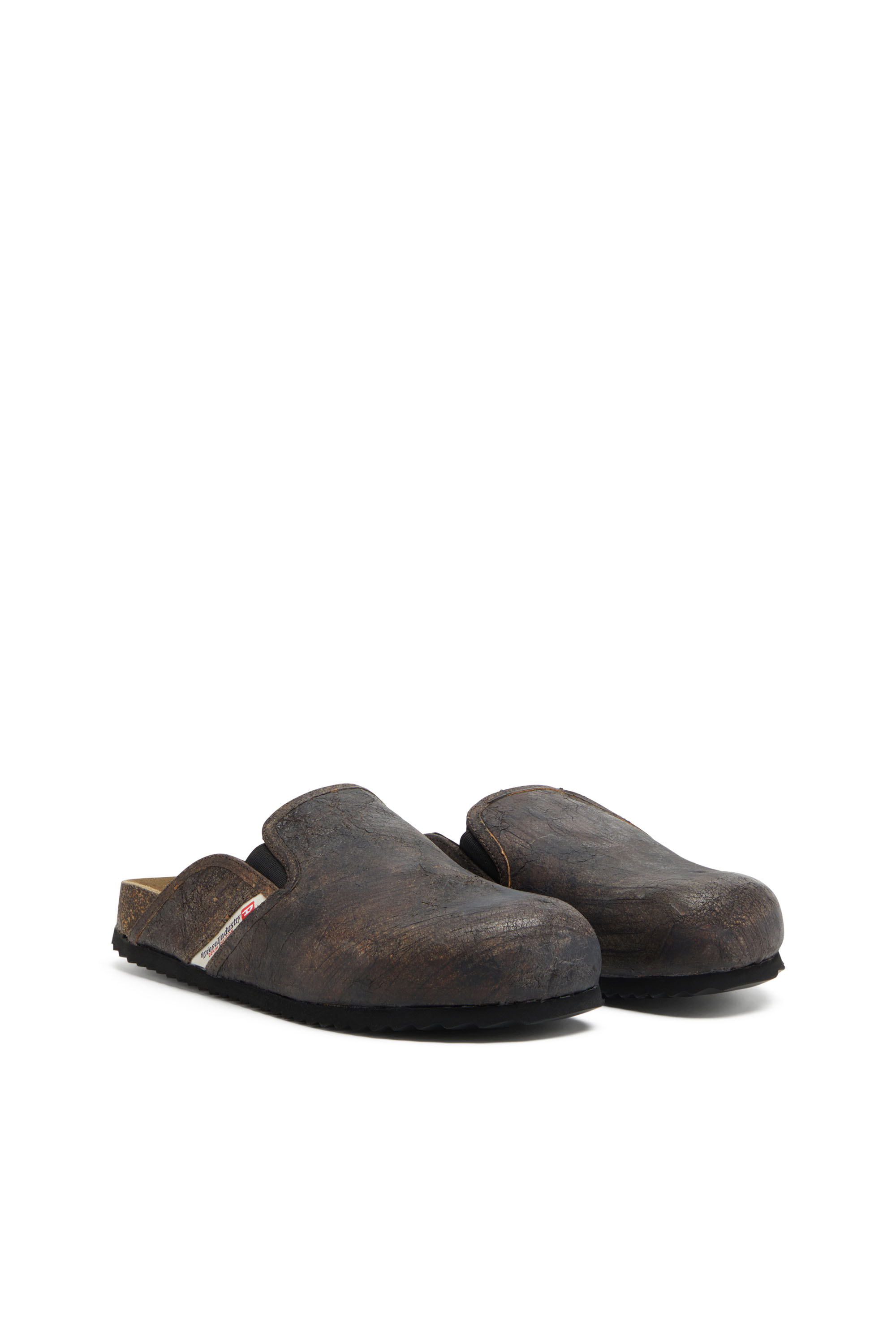 Diesel - D-WOODSTOCK SLIP-ON, Man's Clogs in crackle-effect suede in Brown - 2