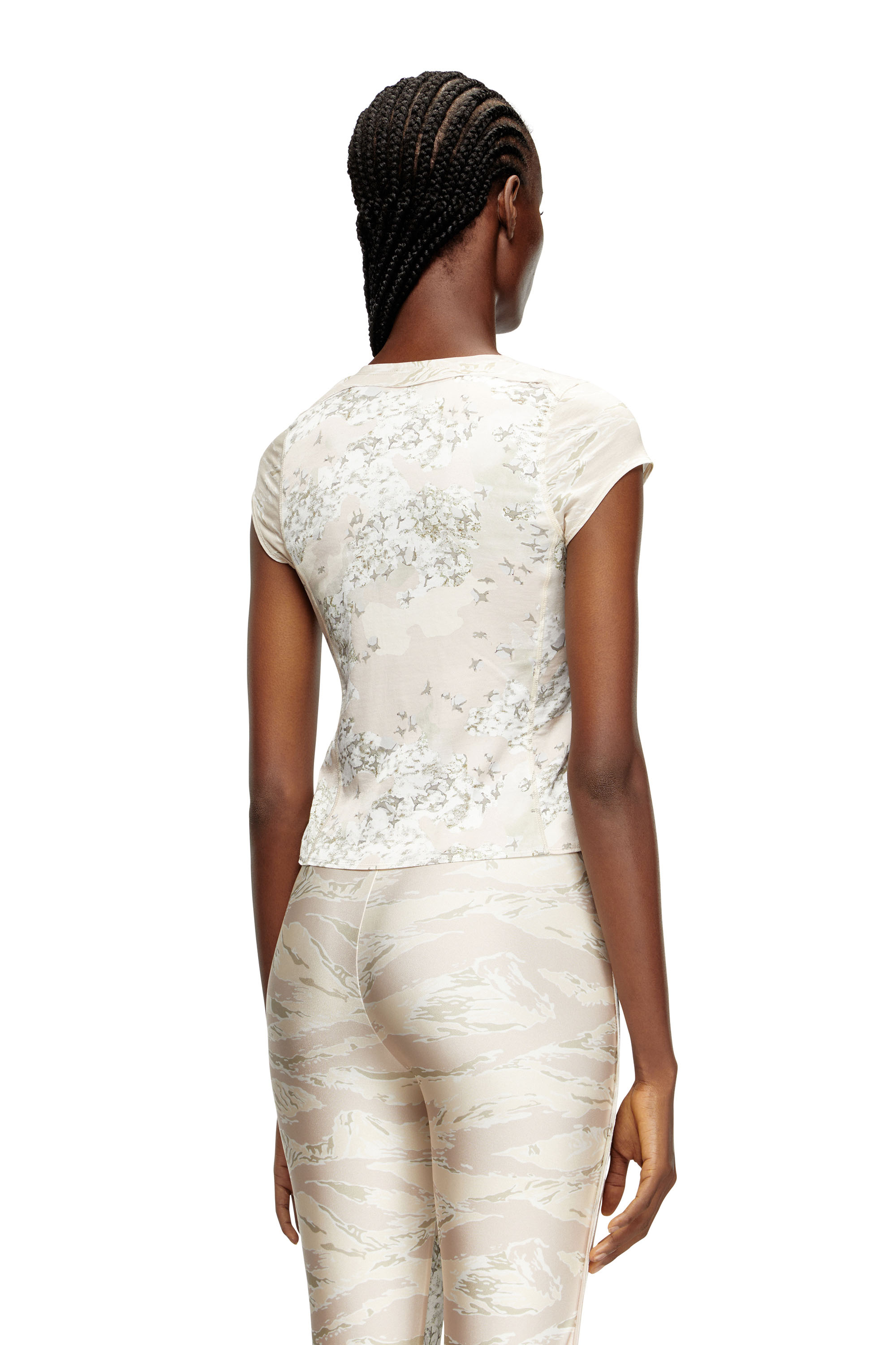 Diesel - T-AFRYMY, Woman's Tie top with mixed camo prints in Beige - 4