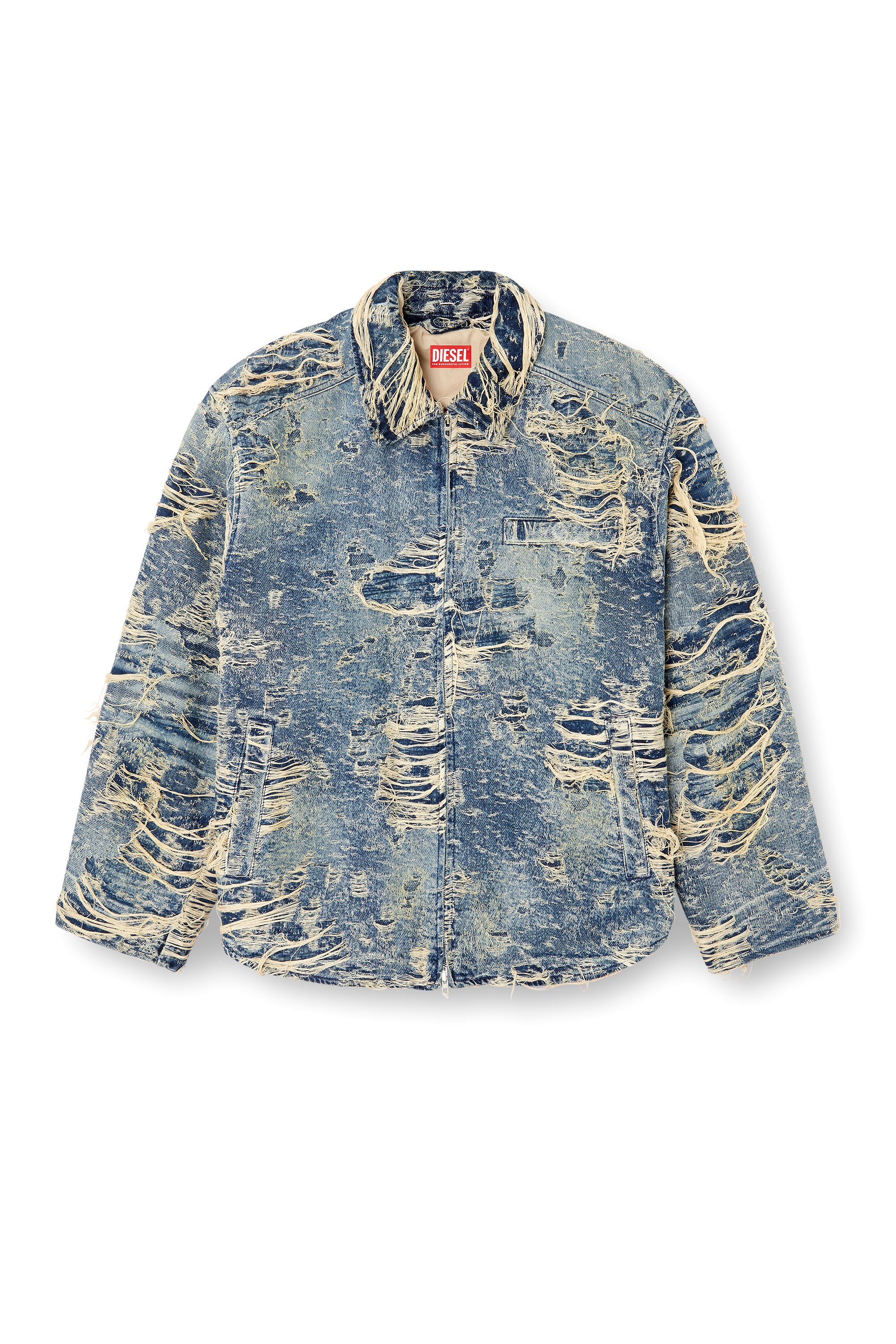 Diesel - D-IVAR-FSG1, Man's Jacket in floating-thread denim in Medium blue - 3