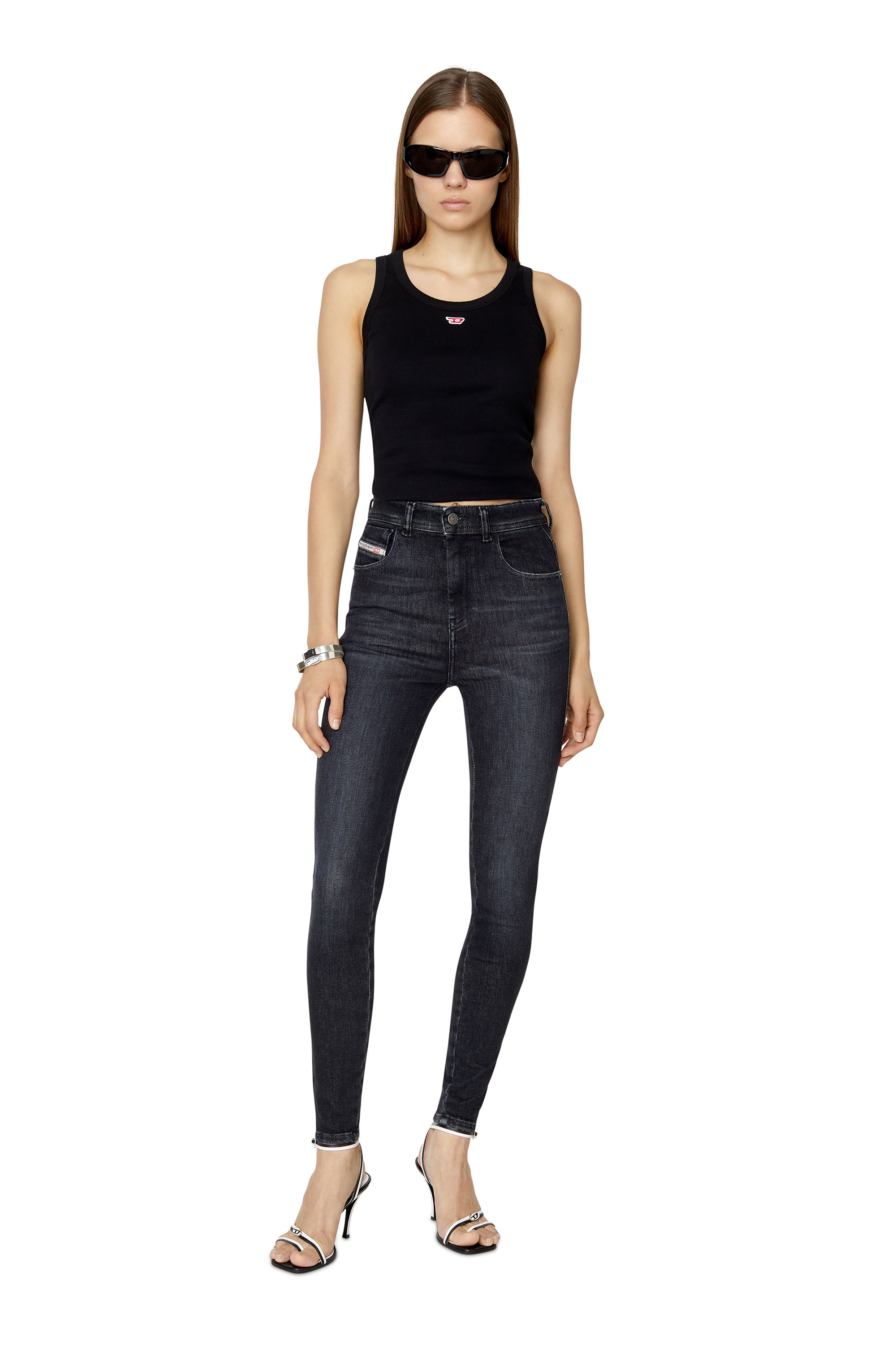 Diesel - 1984 Slandy-High 09D96 Super skinny Jeans, Black/Dark grey - Image 5