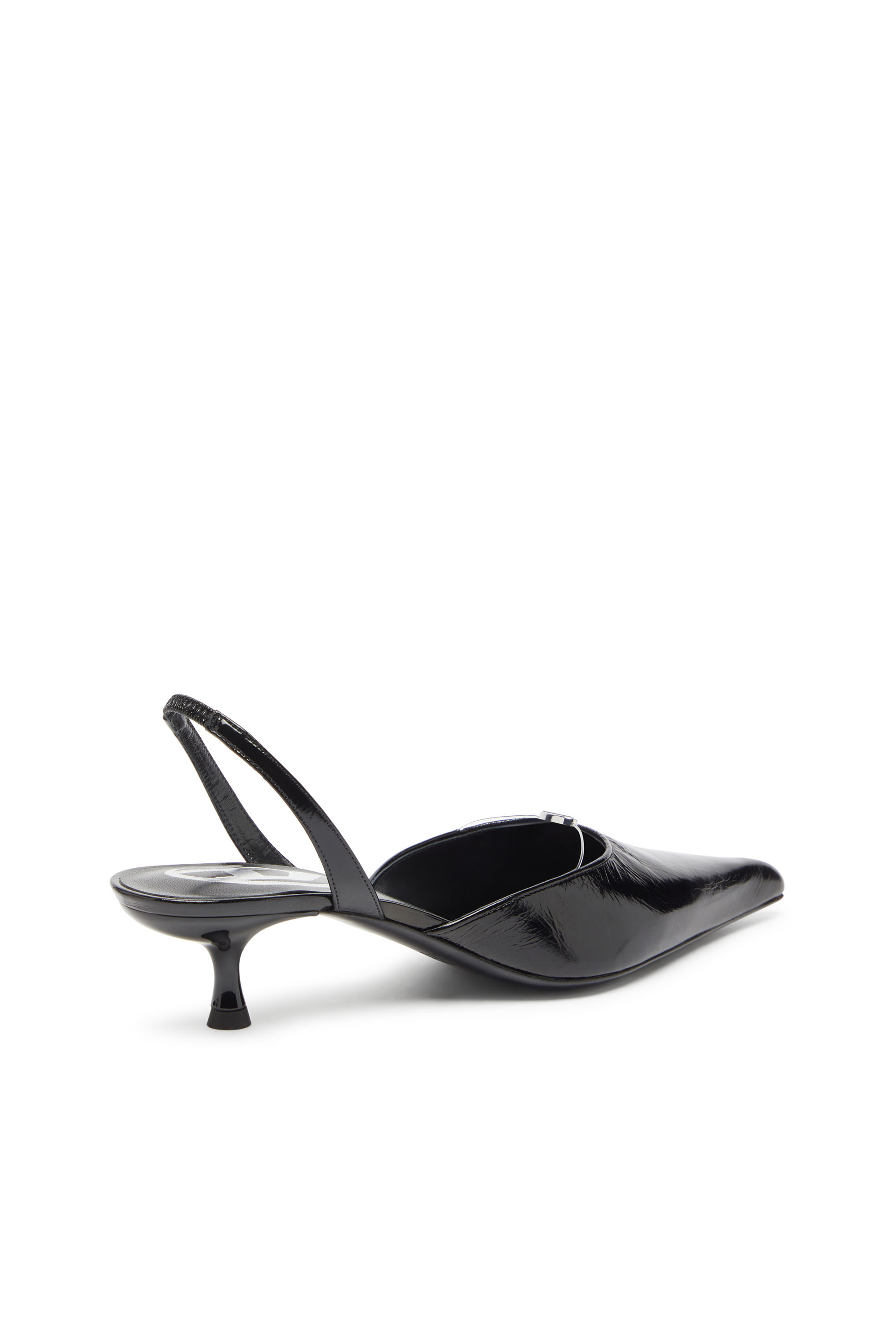 Diesel - D-JEWELS 40 D'OR, Woman's D-Ten&Half - Leather slingbacks with Oval D jewel in Black - 6