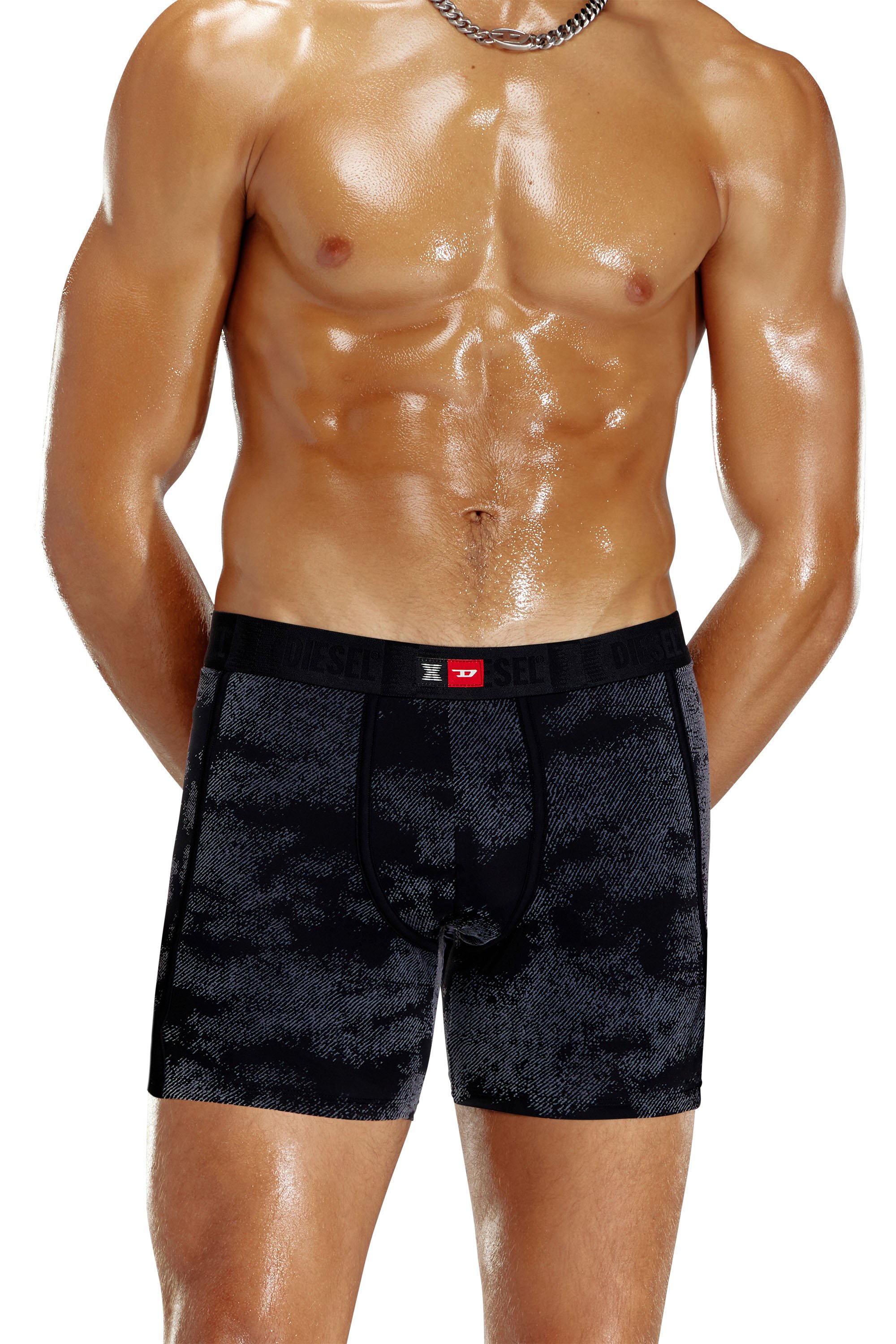 Diesel - FLOCKED-BOXER-BRIEFS, Man's Flocked microfibre boxer briefs in Black - 2