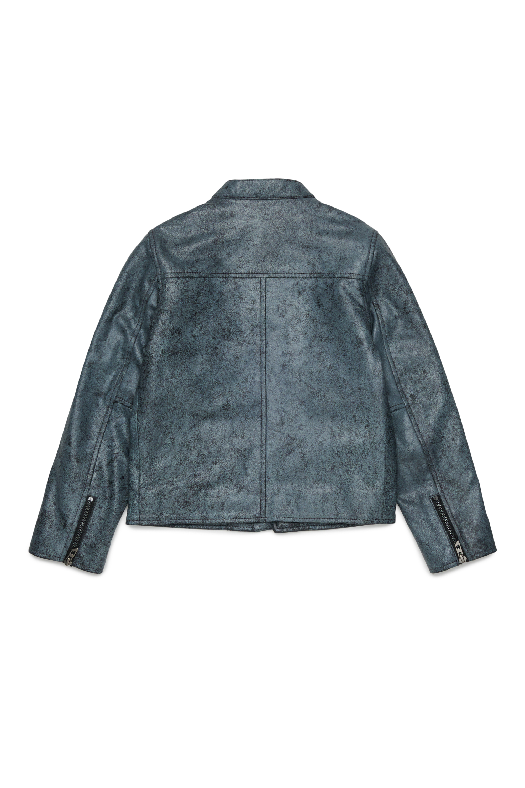 Diesel - JLEVERT, Man's Leather biker jacket with maxi logo in Black - 2