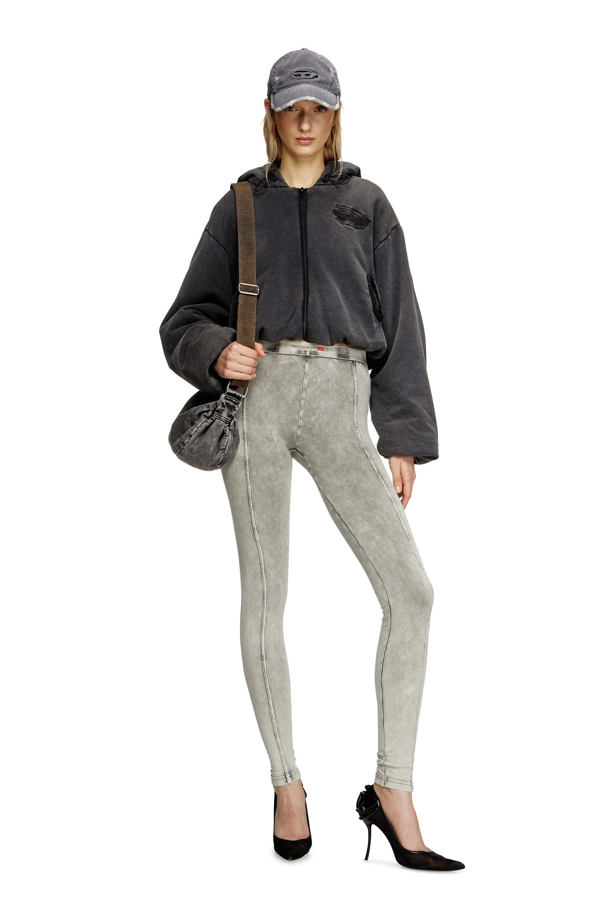 Diesel - F-ENERDÌ, Woman's Cropped zip-up hoodie in Black - 1