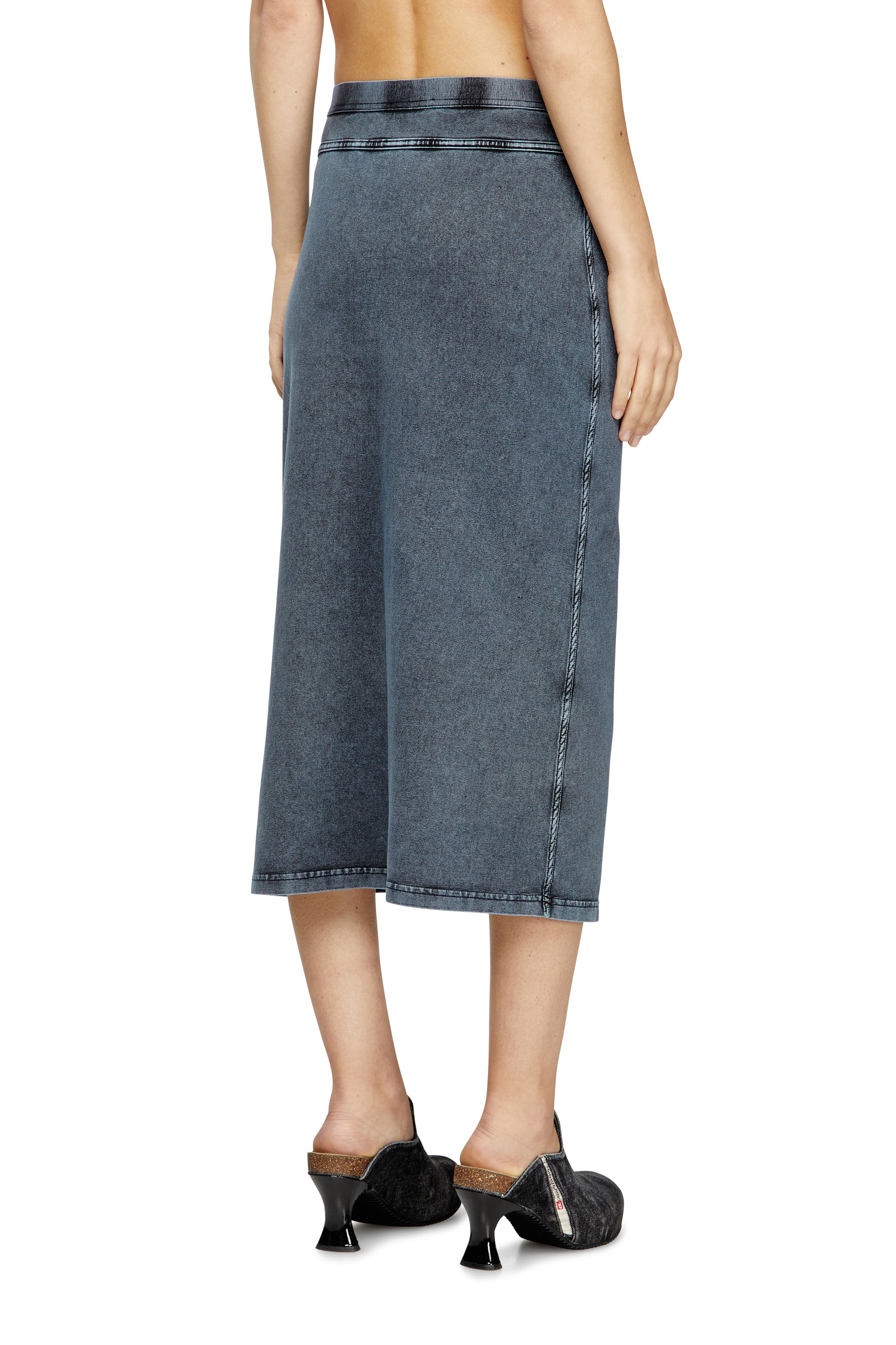 Diesel - O-ALLINE, Woman's Midi skirt in denim-look jersey in Dark Blue - 4