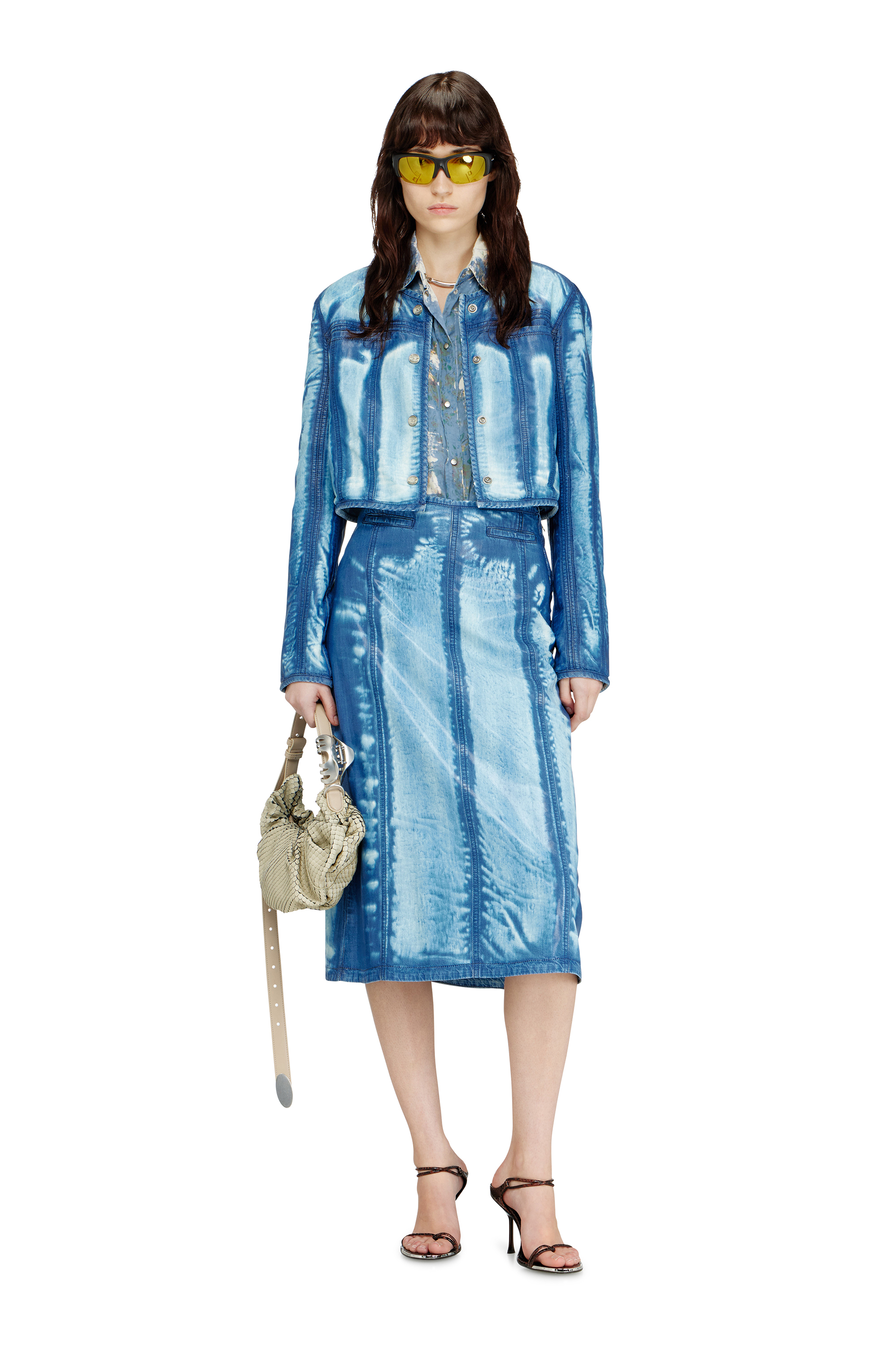 Diesel - GRAB-D HOBO S, Woman's Grab-D-Scrunched hobo bag in textured leather in Beige - 1