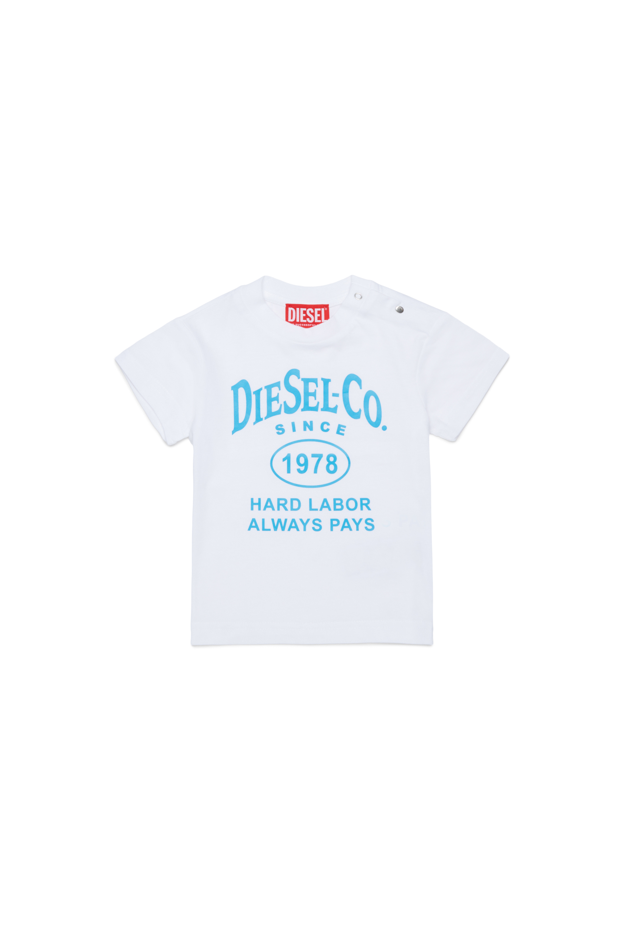 Diesel - TSINB, Man's Cotton T-shirt with slogan print in White - 1