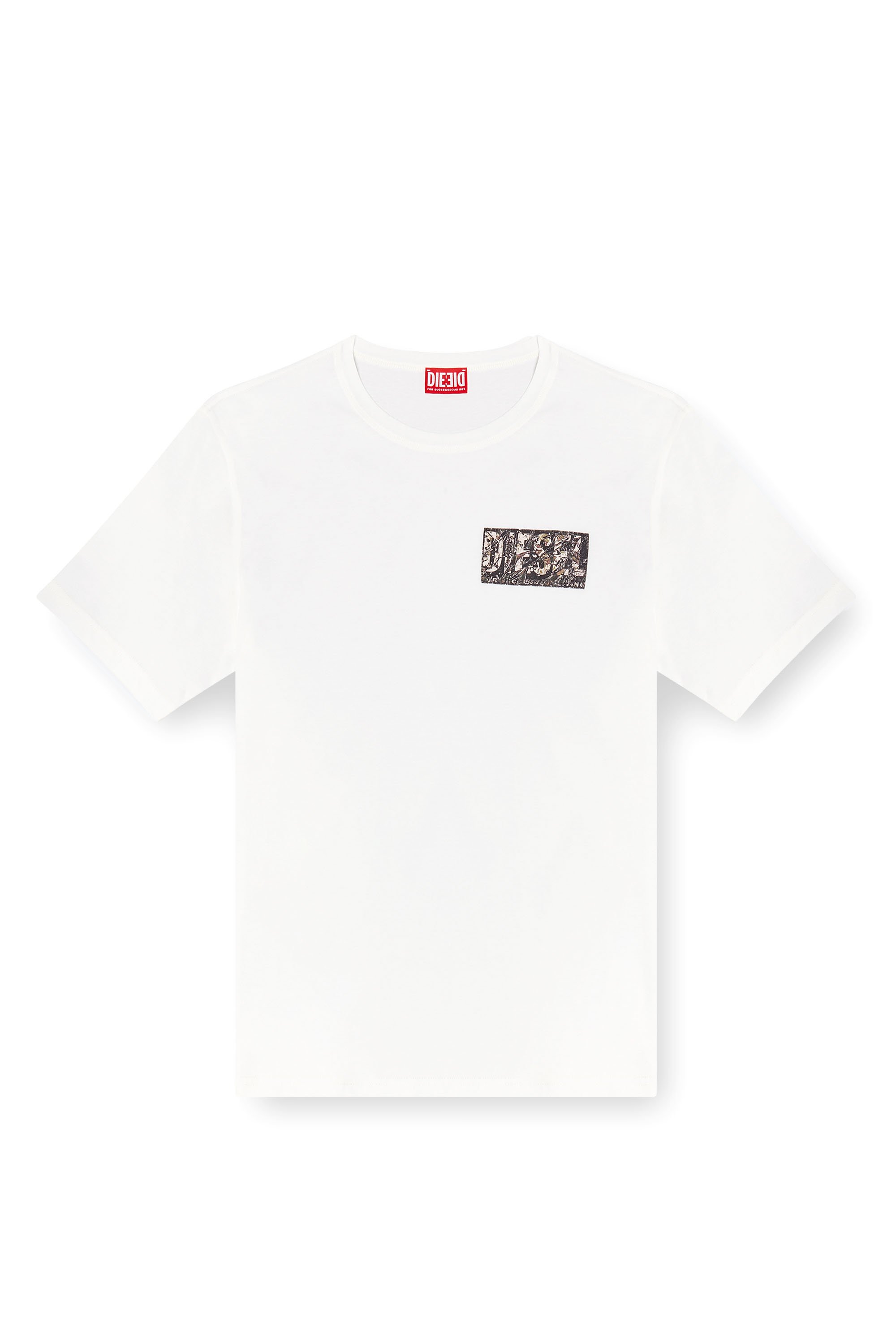 Diesel - T-ADJUST-R19, Man's T-shirt with gabardine patch logo in White - 3