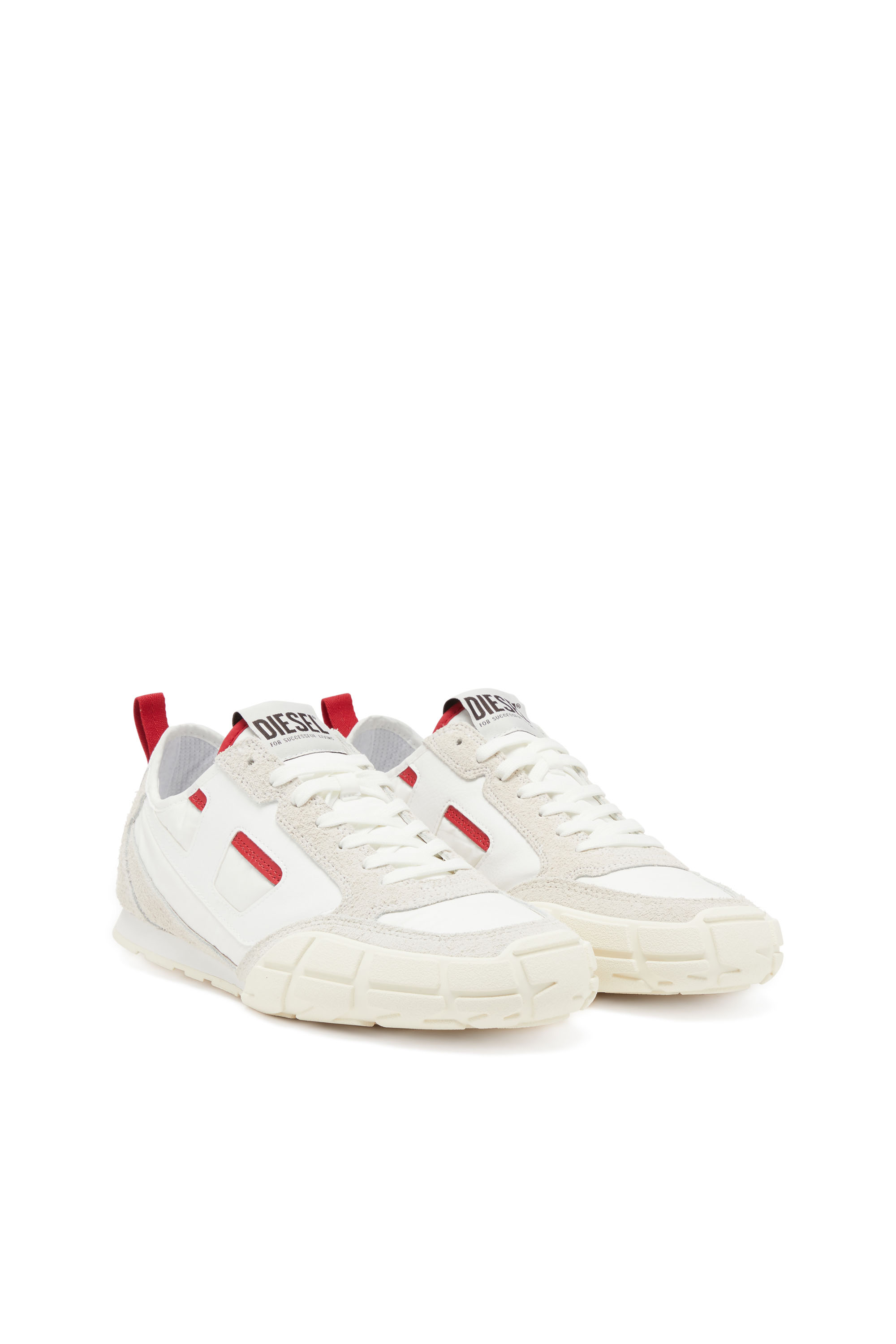 S-PAGODHA LOW, White/Red Diesel - S-PAGODHA LOW, Man's S-Pagodha-Sneakers in leather, suede and ripstop in White/Red - 2