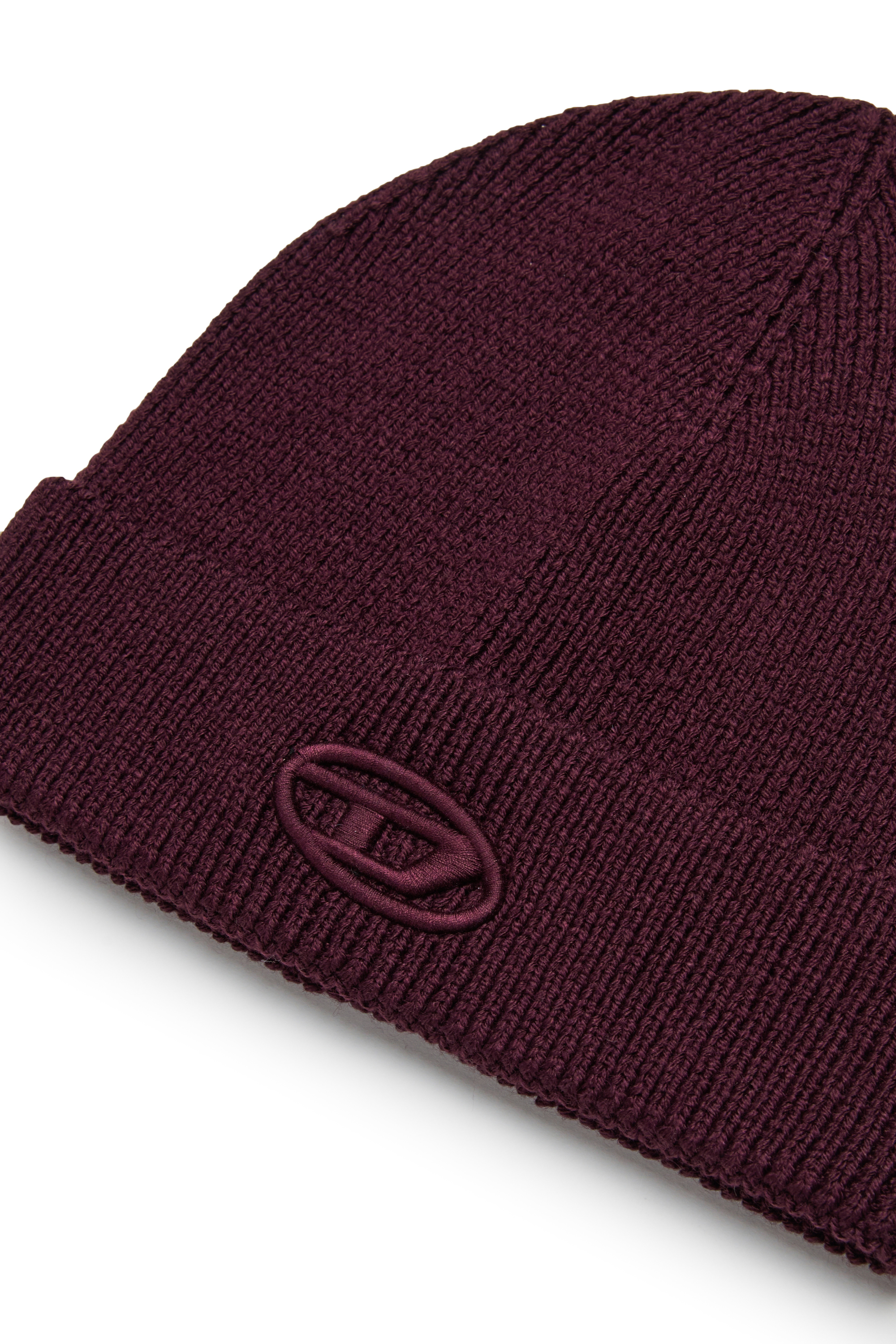 Diesel - FKCODERFULLYC, Unisex's Wool hat with embroidered logo in Dark Violet - 3