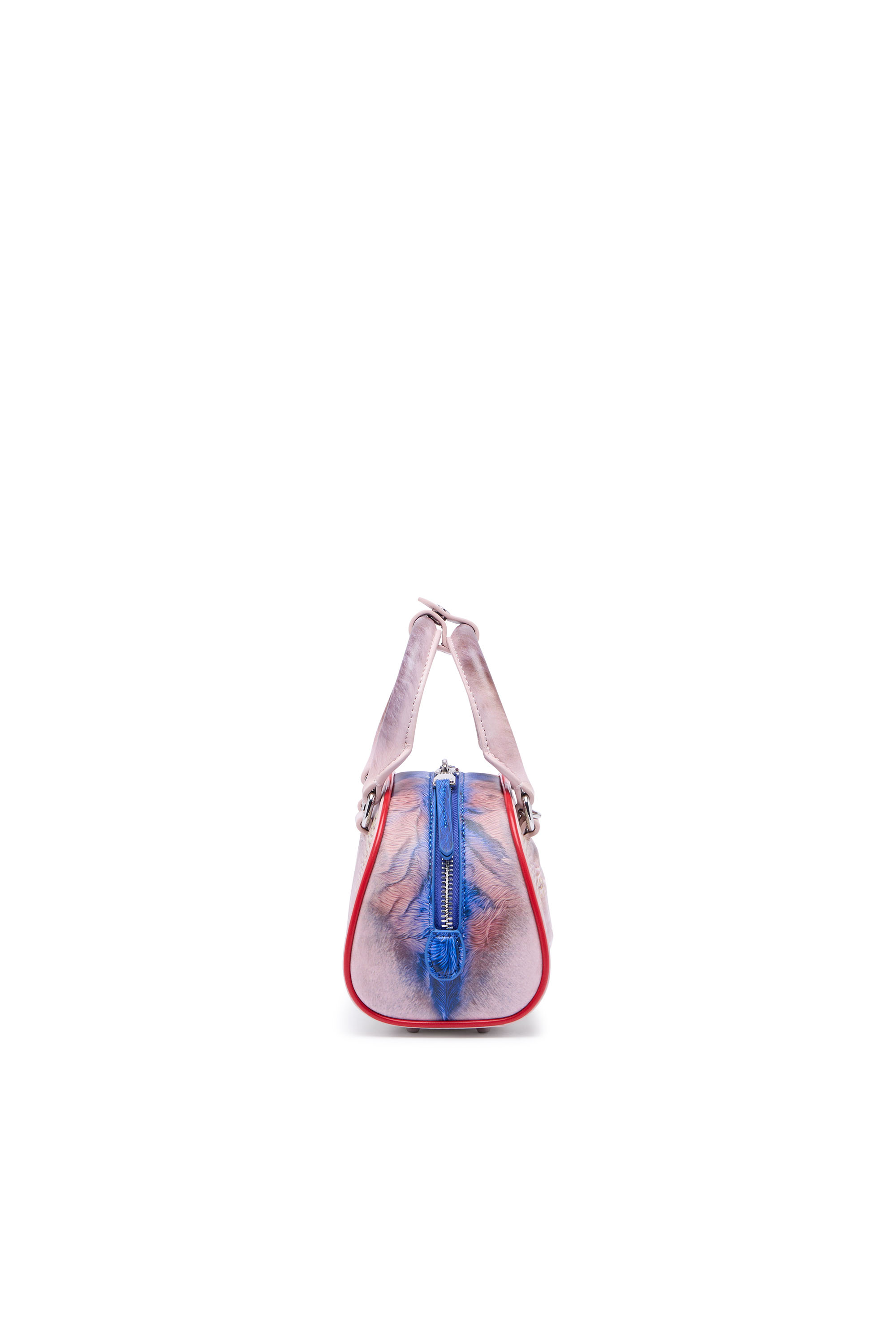Diesel - 1DR DOME CROSSBODY, Woman's 1DR Dome-Mini bowling bag with animal print in Pink/Blue - 5