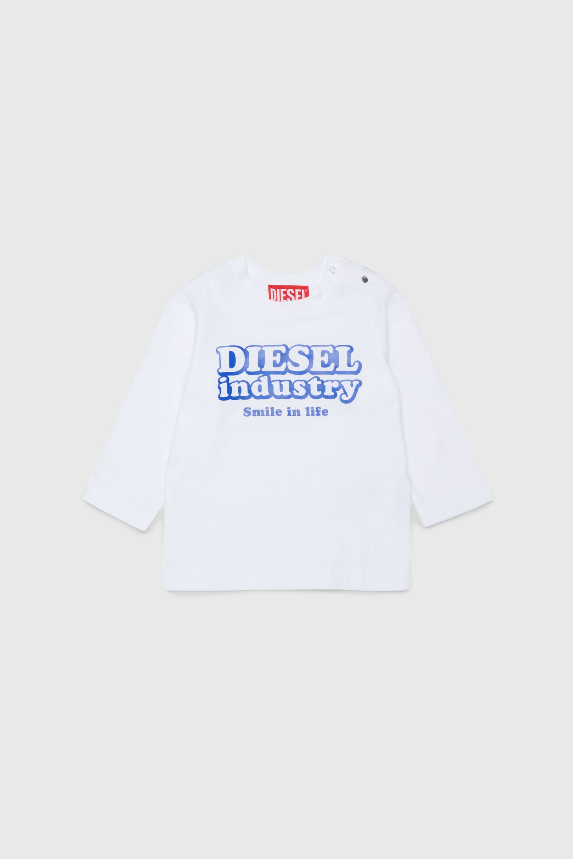Diesel - TLODIMB, Man's Long-sleeve T-shirt with Diesel Industry print in White - 1