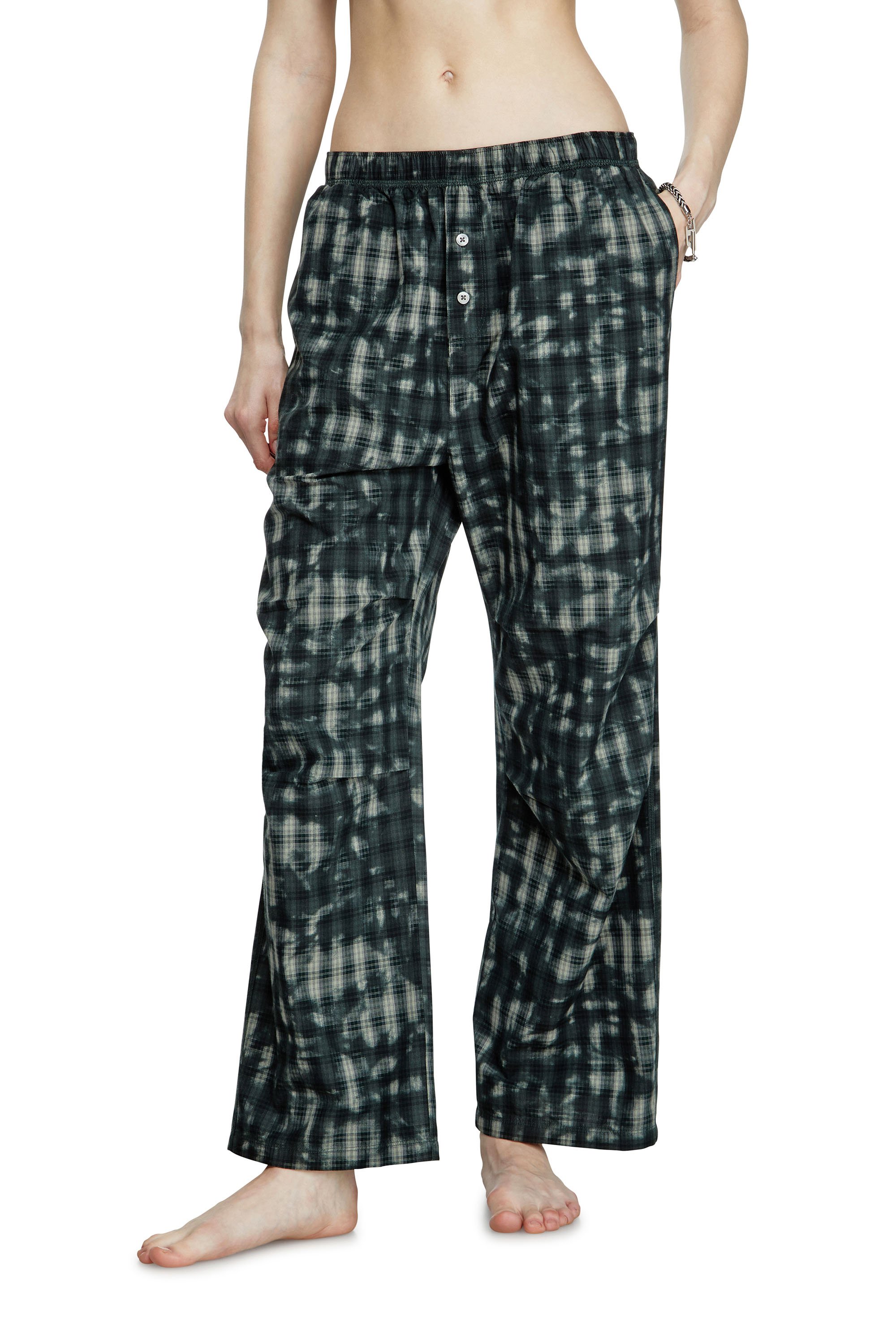 Diesel - VINCE-UTLT, Unisex's Pyjama bottoms with check print in Dark Green - 1