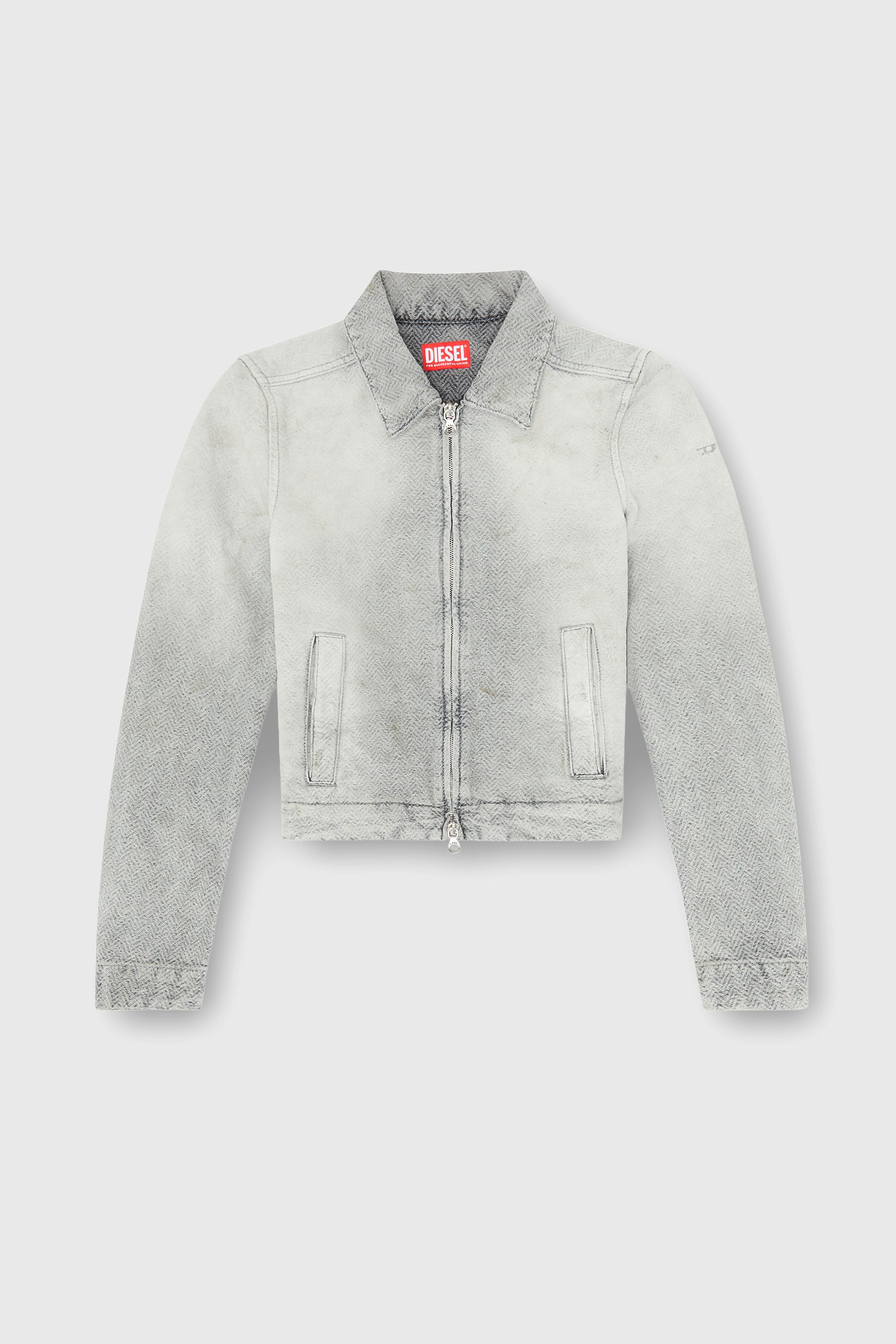 Diesel - DE-CORB, Woman's Jacket in distressed herringbone denim in Light Grey - 2