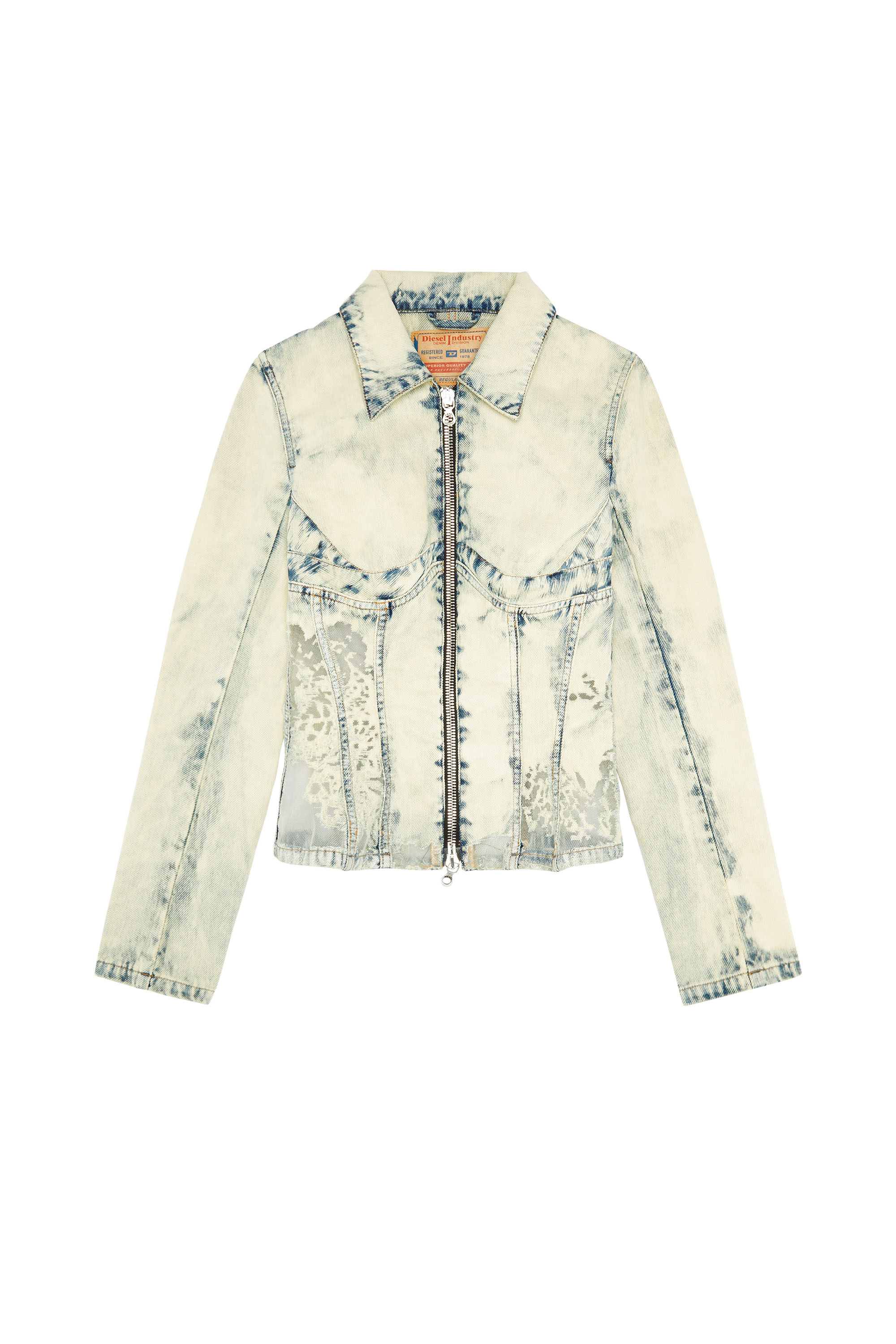 Diesel - DE-MILLY-FSC, Woman's Slim-fit lace-effect trucker jacket in Light Blue - 2
