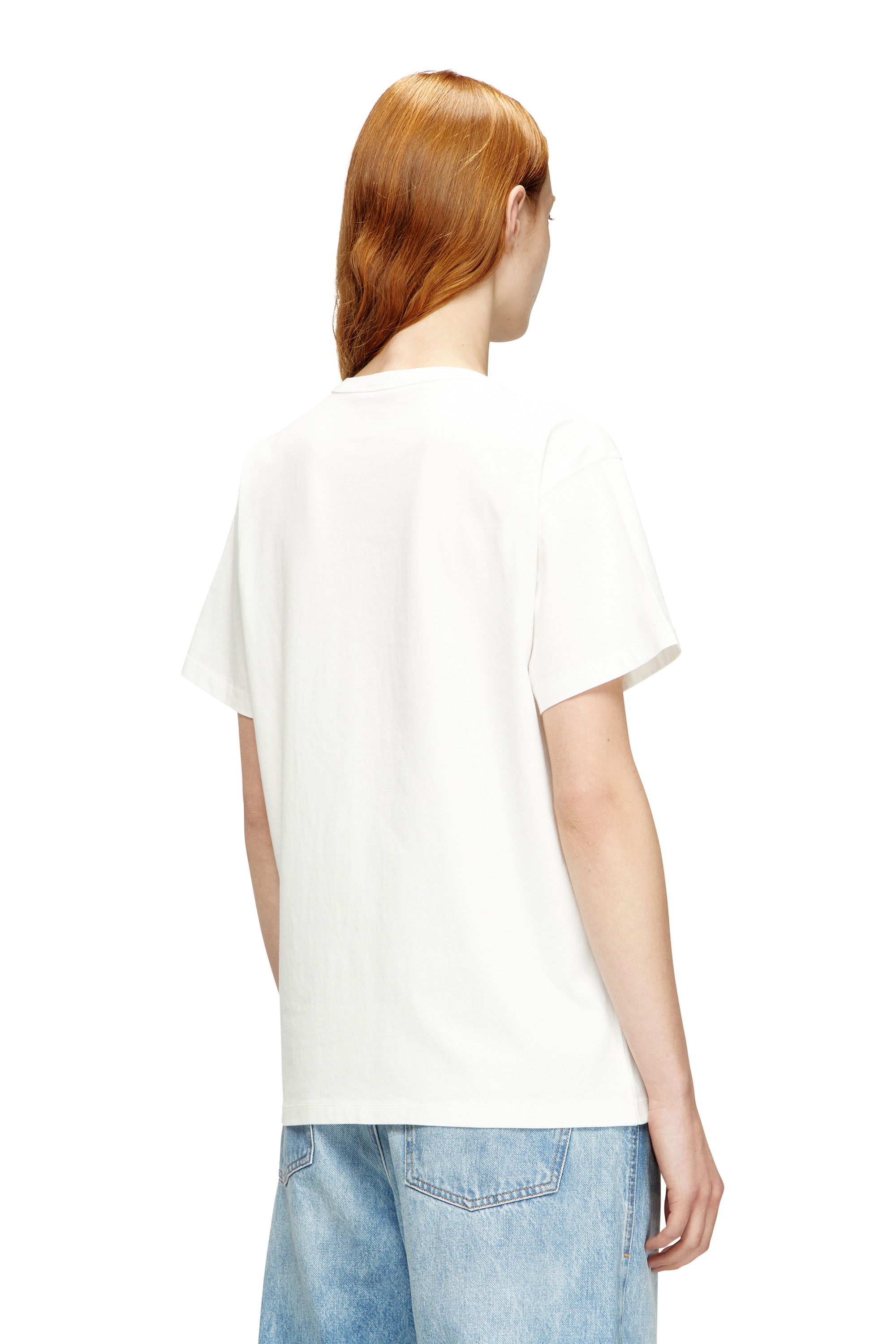 Diesel - T-NORMY-OD-S1, Woman's Cotton T-shirt with metallic Oval D in White - 4