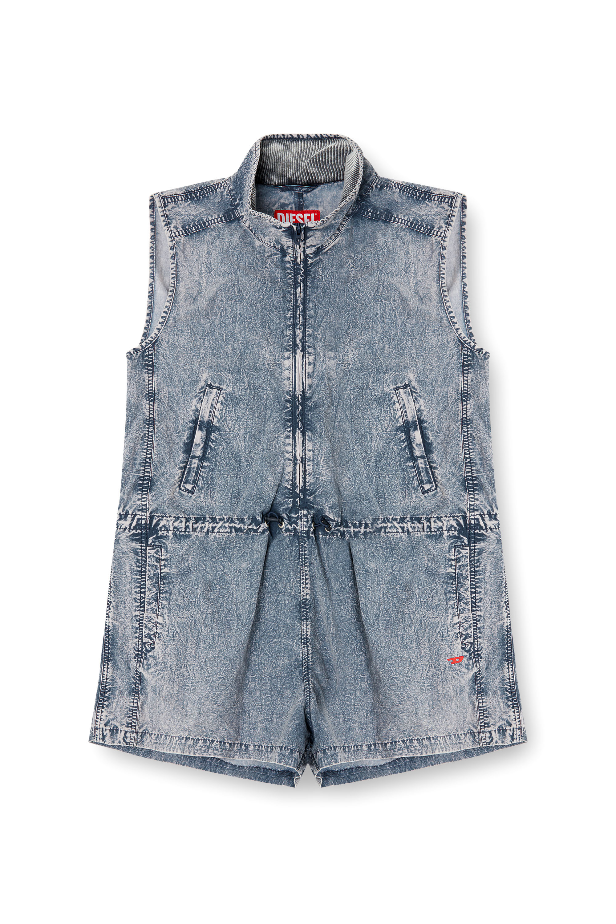 Diesel - J-ANNET, Woman's Playsuit in treated nylon in Light Blue - 3
