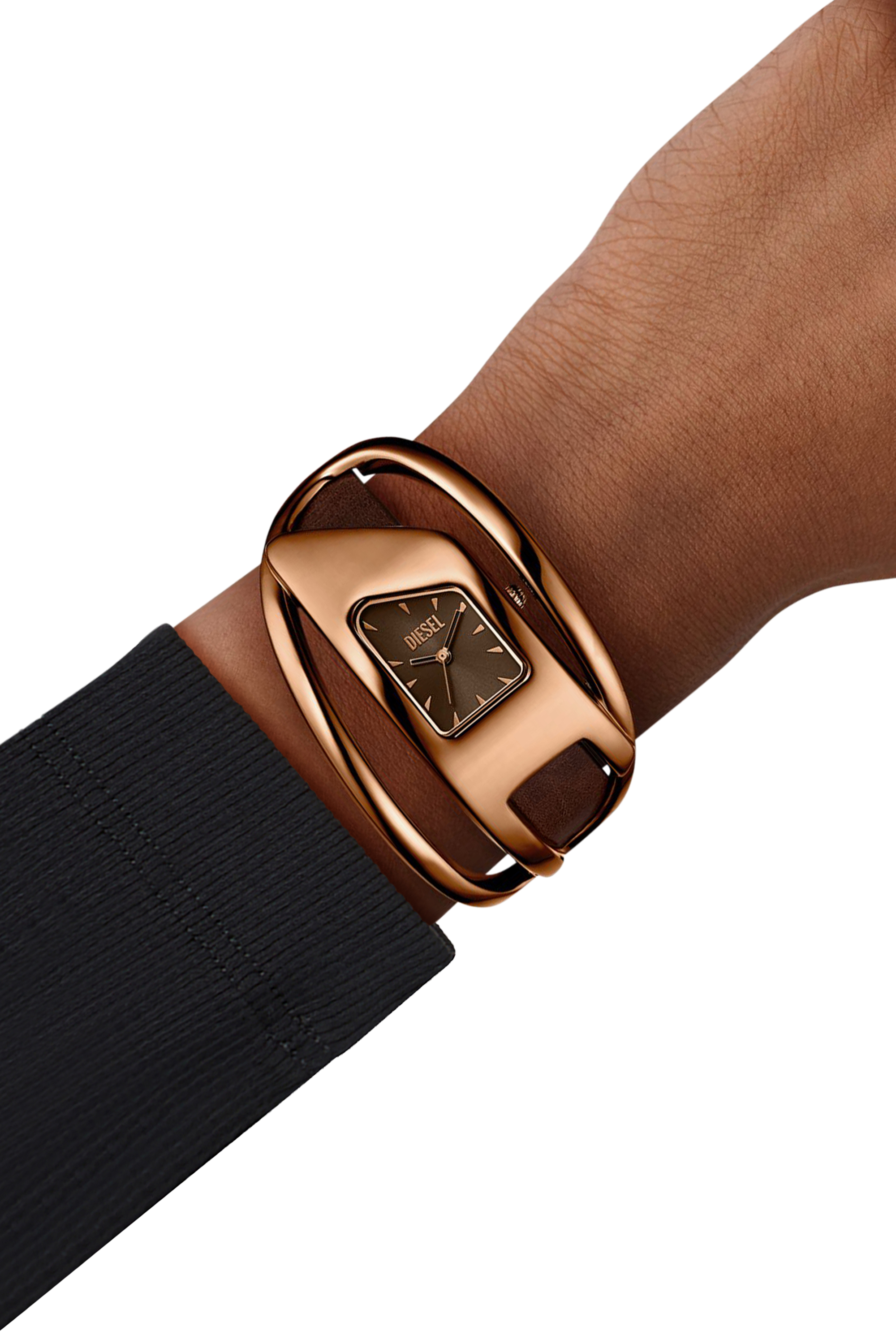 Diesel - DZ5630 WATCH, Woman's Wrap-D brown leather watch in Bronze - 4