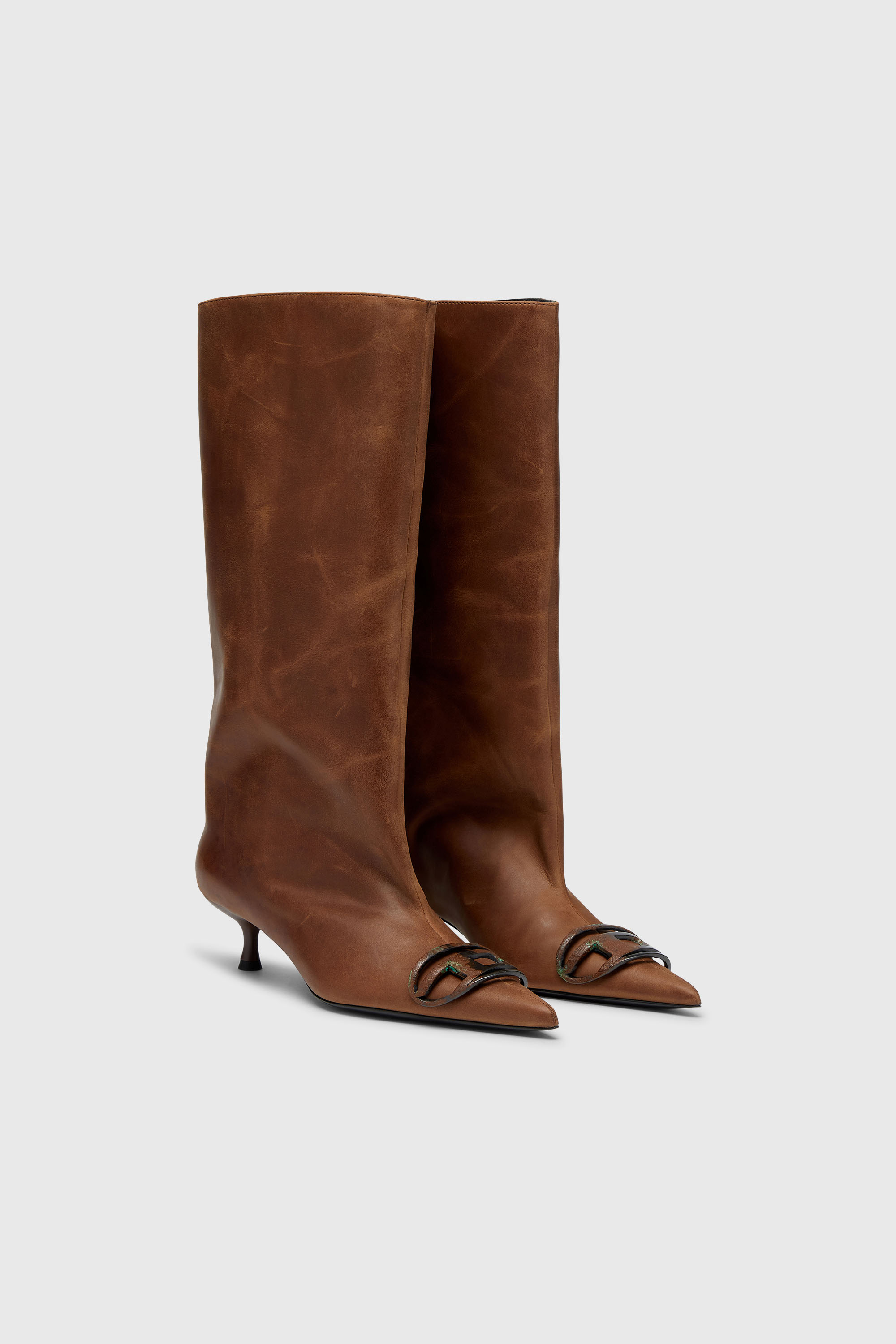 Diesel - D-VENUS 40 KB TUBE, Woman's D-Venus-Knee-high boots in oiled leather in Brown - 2