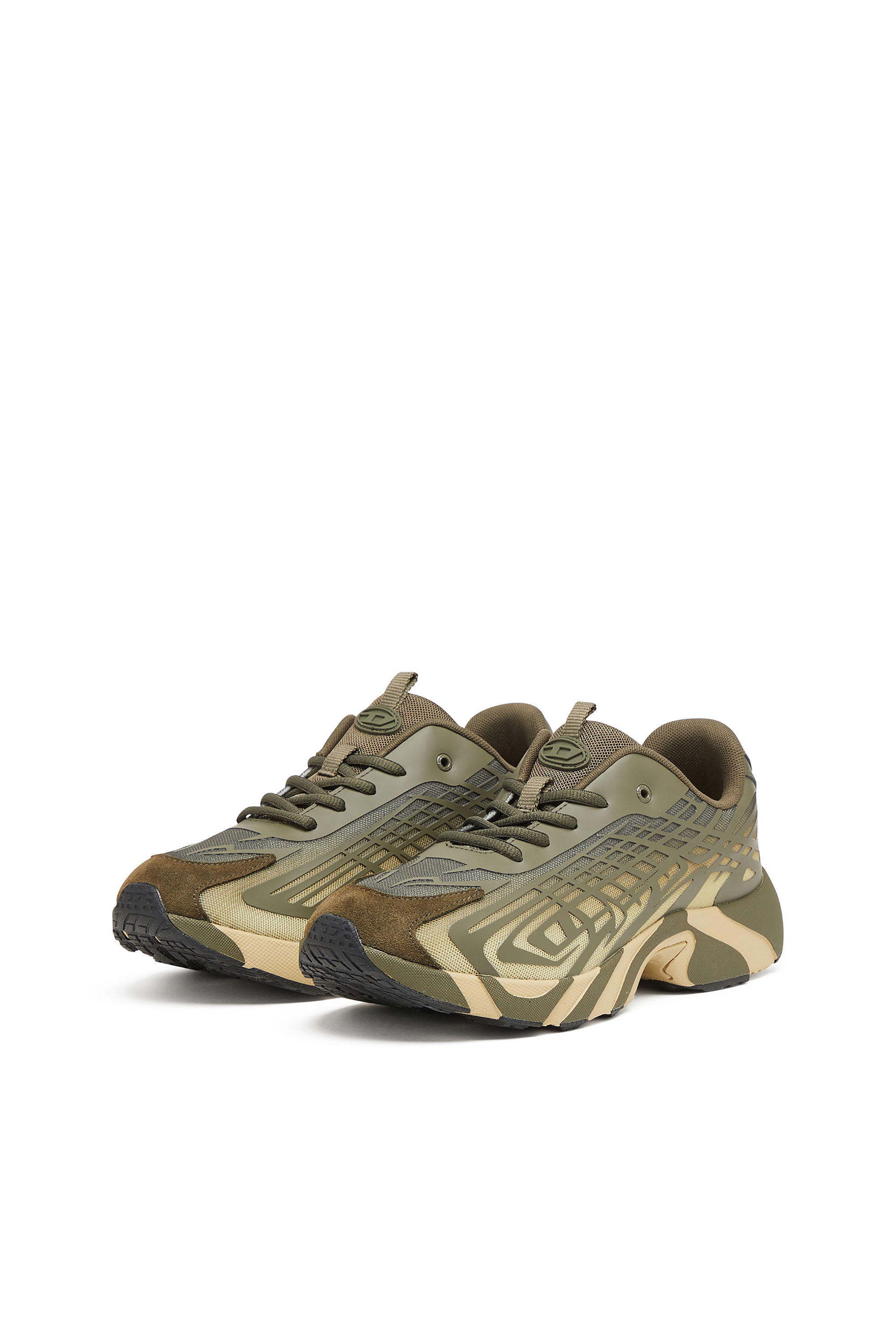 Diesel - S-D-VIT'S 500 LOW, Man's D-Vit-Sneakers in striped dégradé mesh in Green/Brown - 7