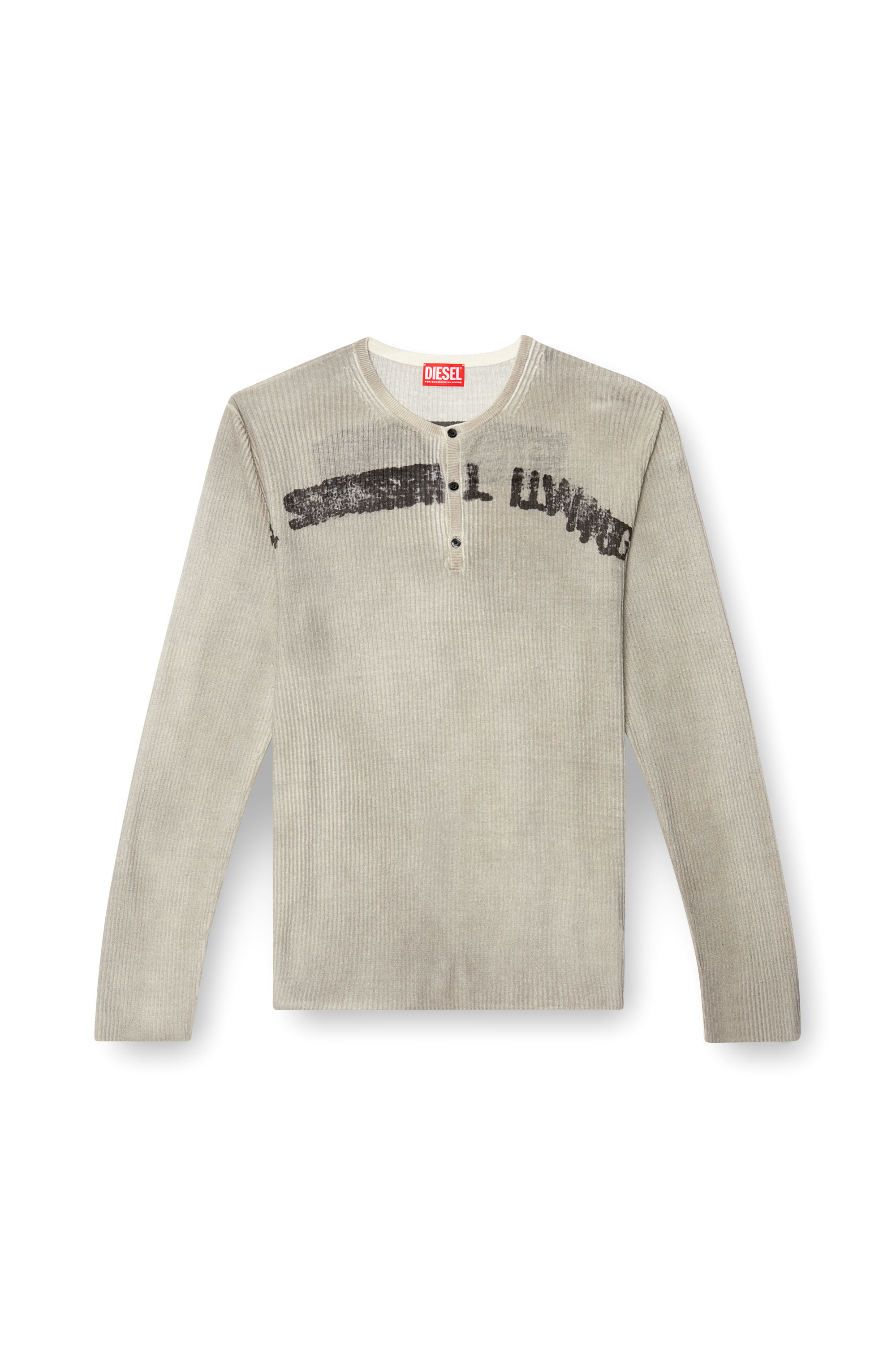 Diesel - K-ROBBY, Unisex's Dirty-effect Henley jumper in linen in Beige - 4