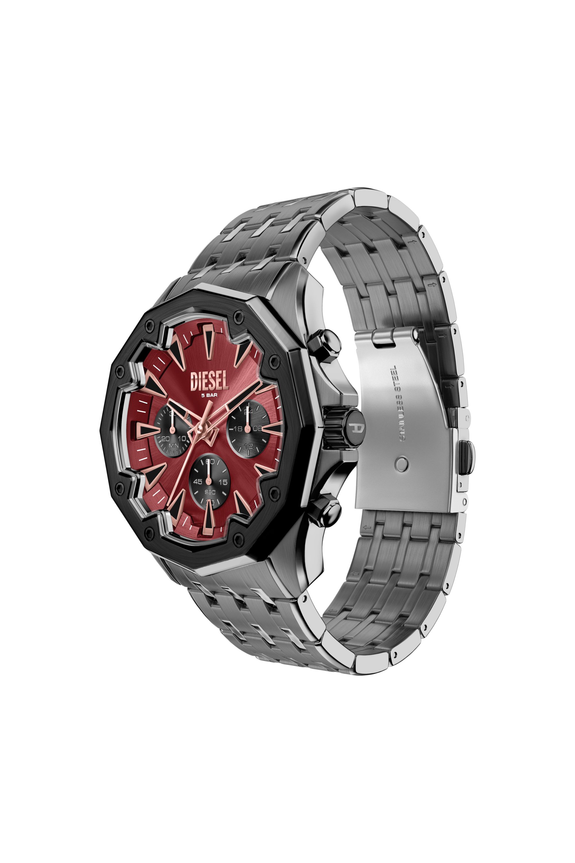 Diesel - DZ4715 WATCH, Man's Stinger gunmetal stainless steel watch in Dark grey - 5