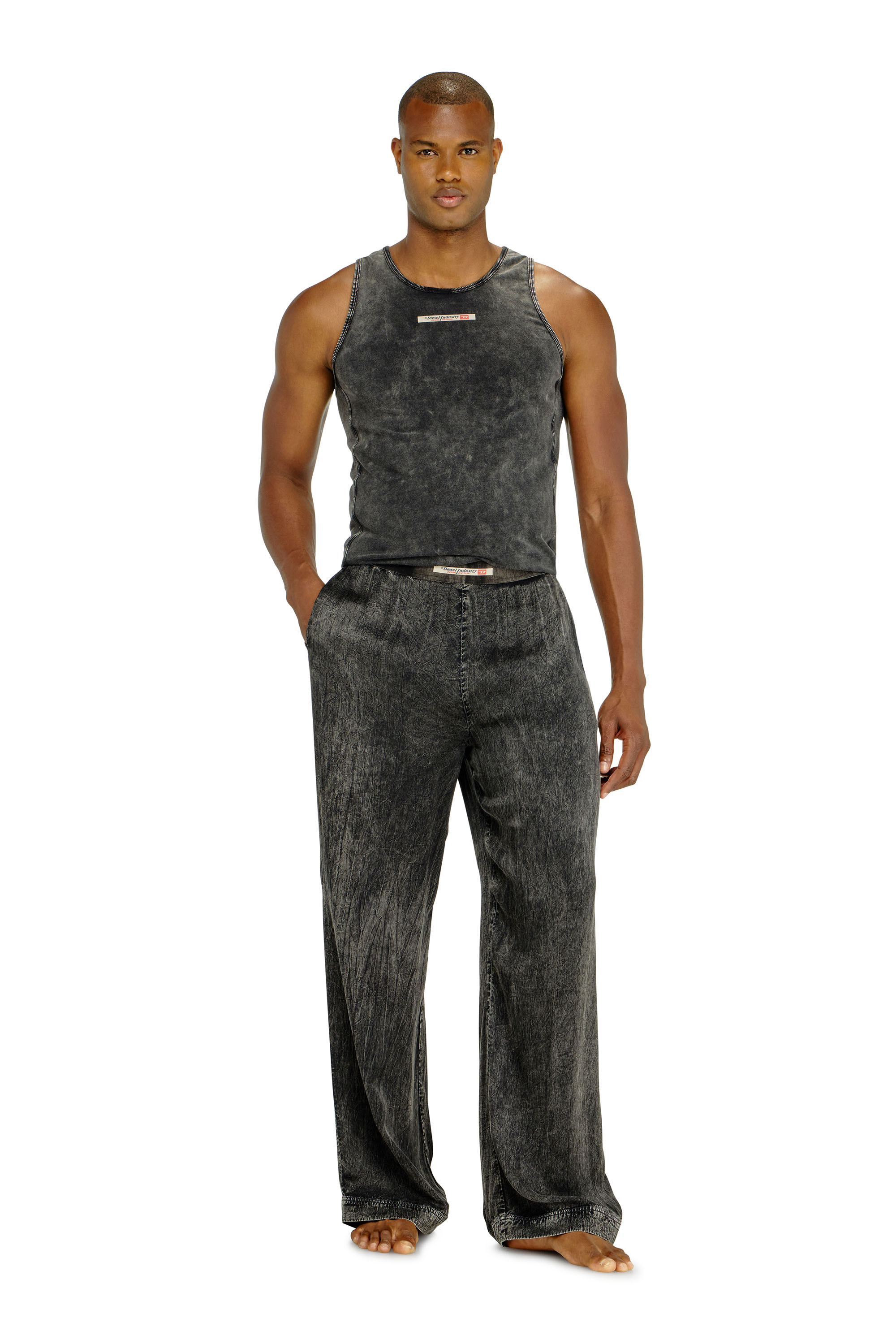 Diesel - ZAYNE-DNM, Man's Viscose pants with a fluid fit in Dark grey - 1