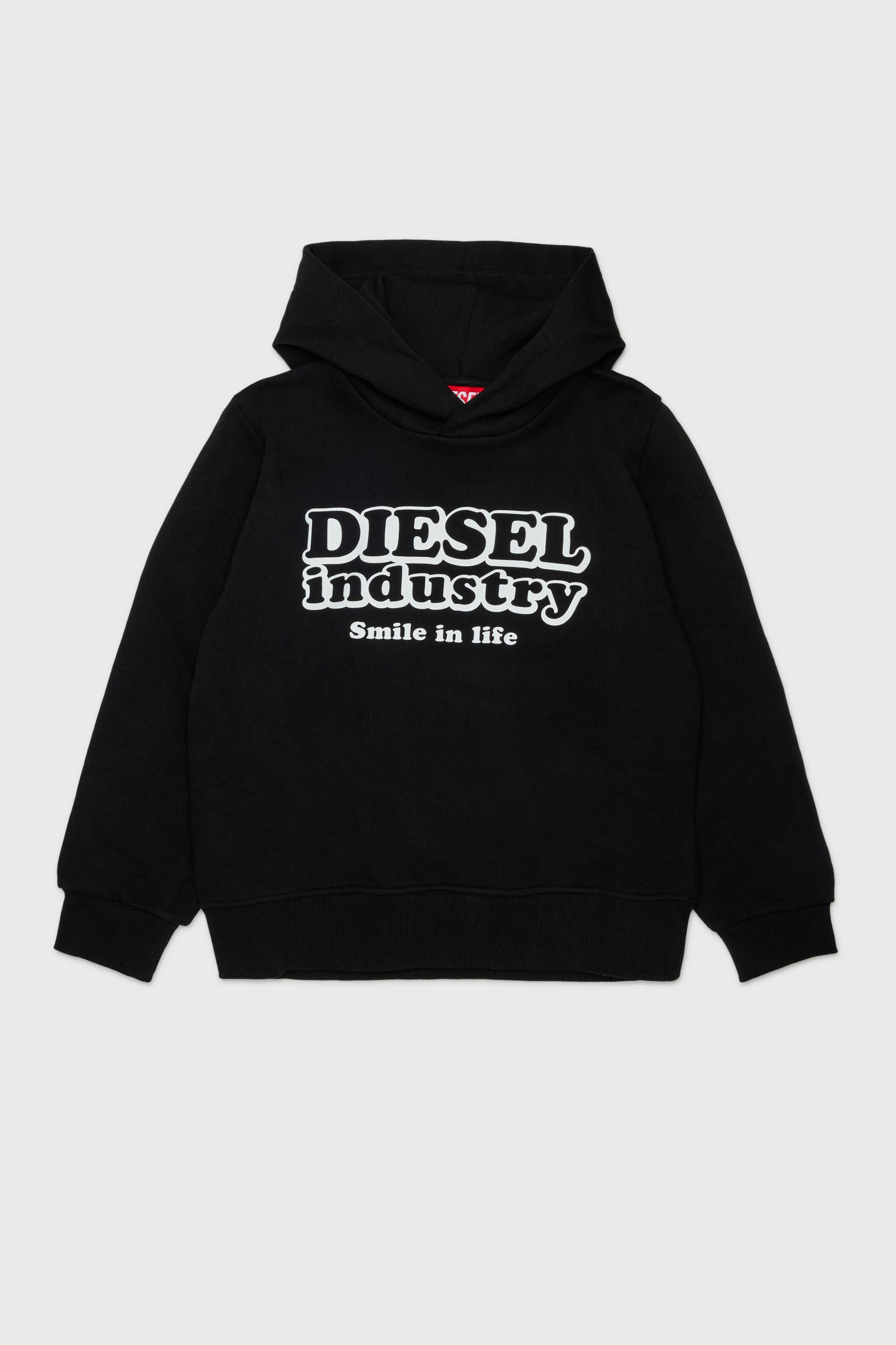 Diesel - SLODIMHOOD OVER, Man's Hoodie with Diesel Industry print in Black - 1