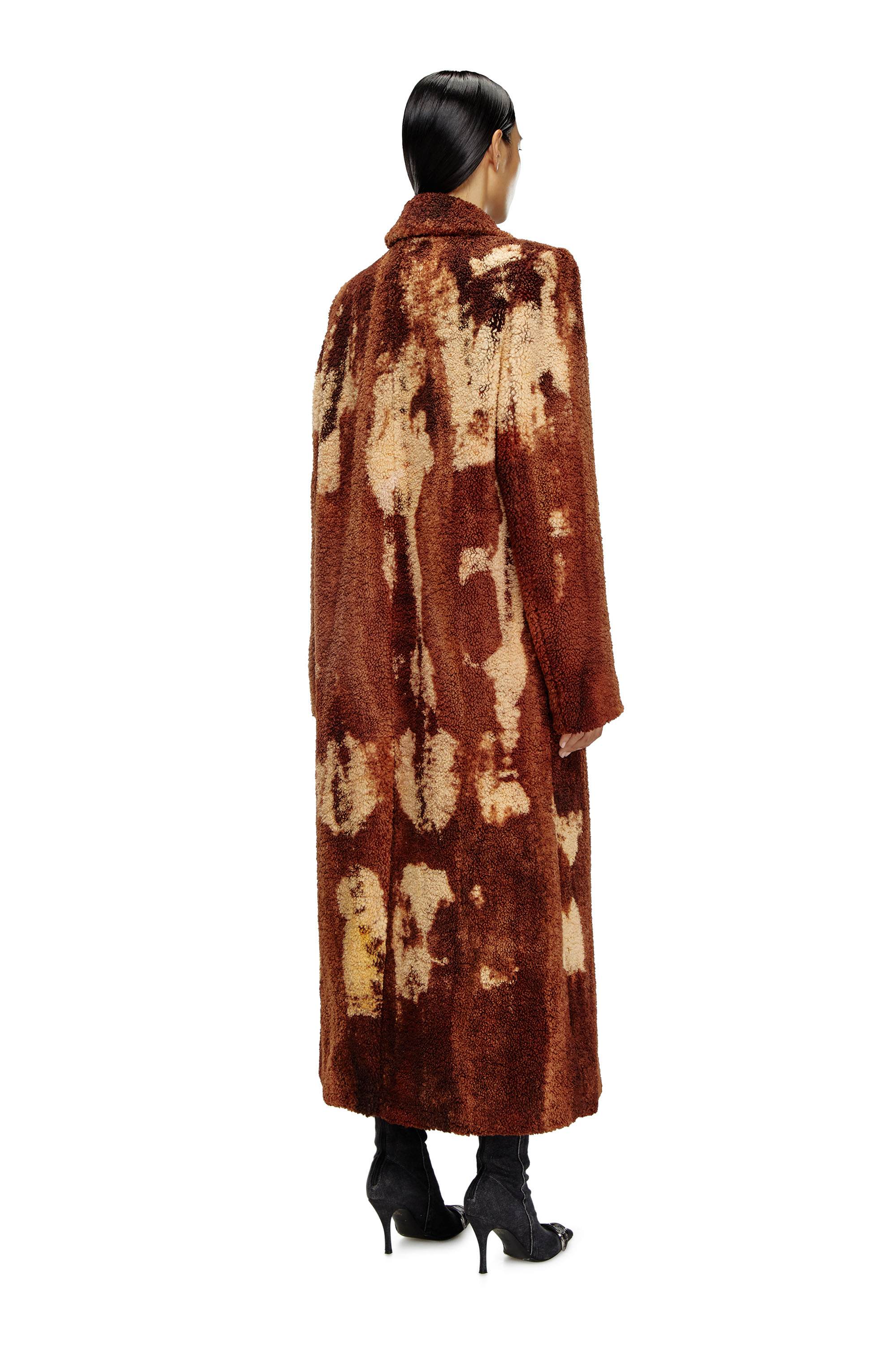 Diesel - W-ILLOW, Woman's Long coat in treated teddy fleece in Brown - 4