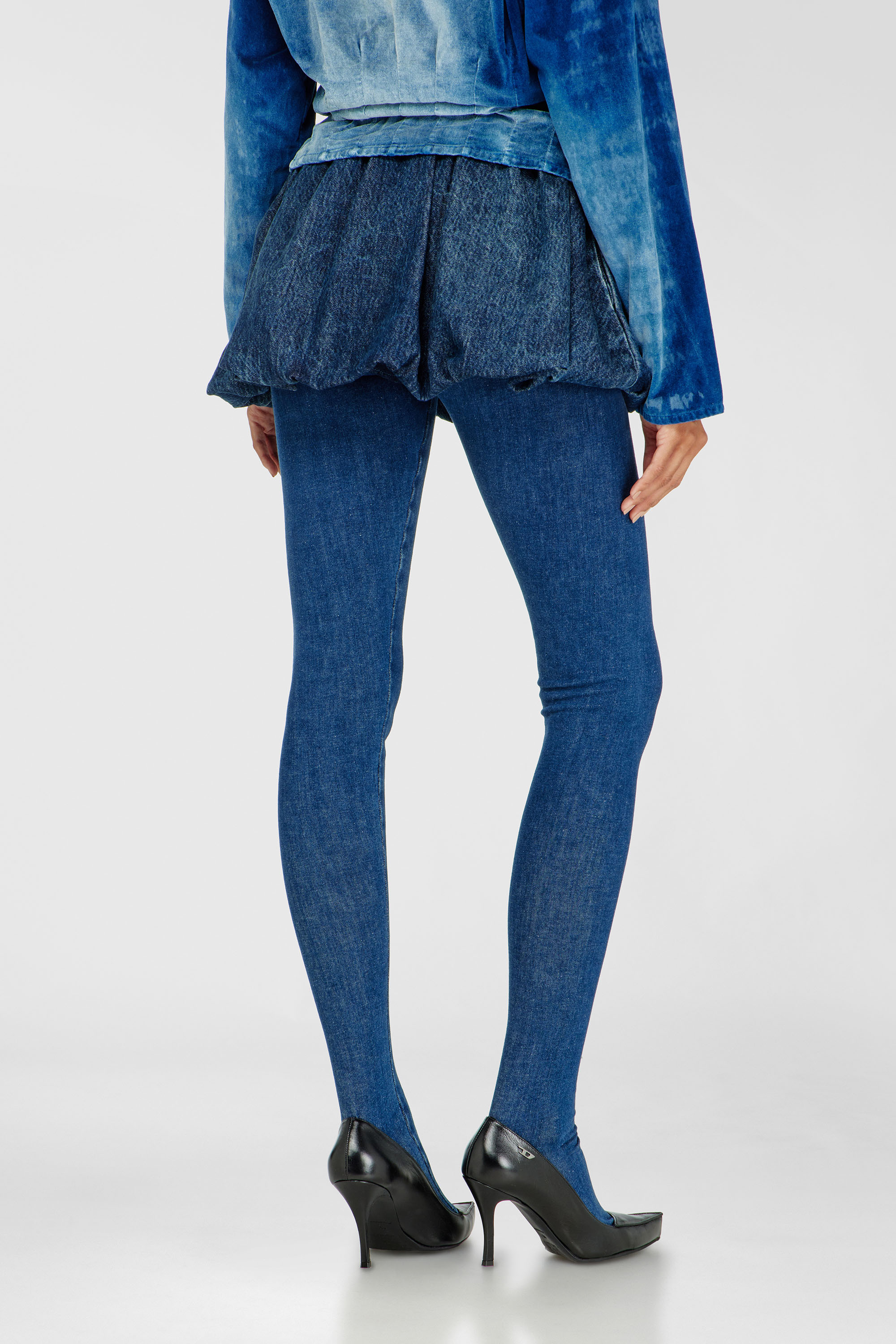 Diesel - DE-MUJ-FSJ2, Woman's Short bubble skirt in denim in Dark Blue - 4