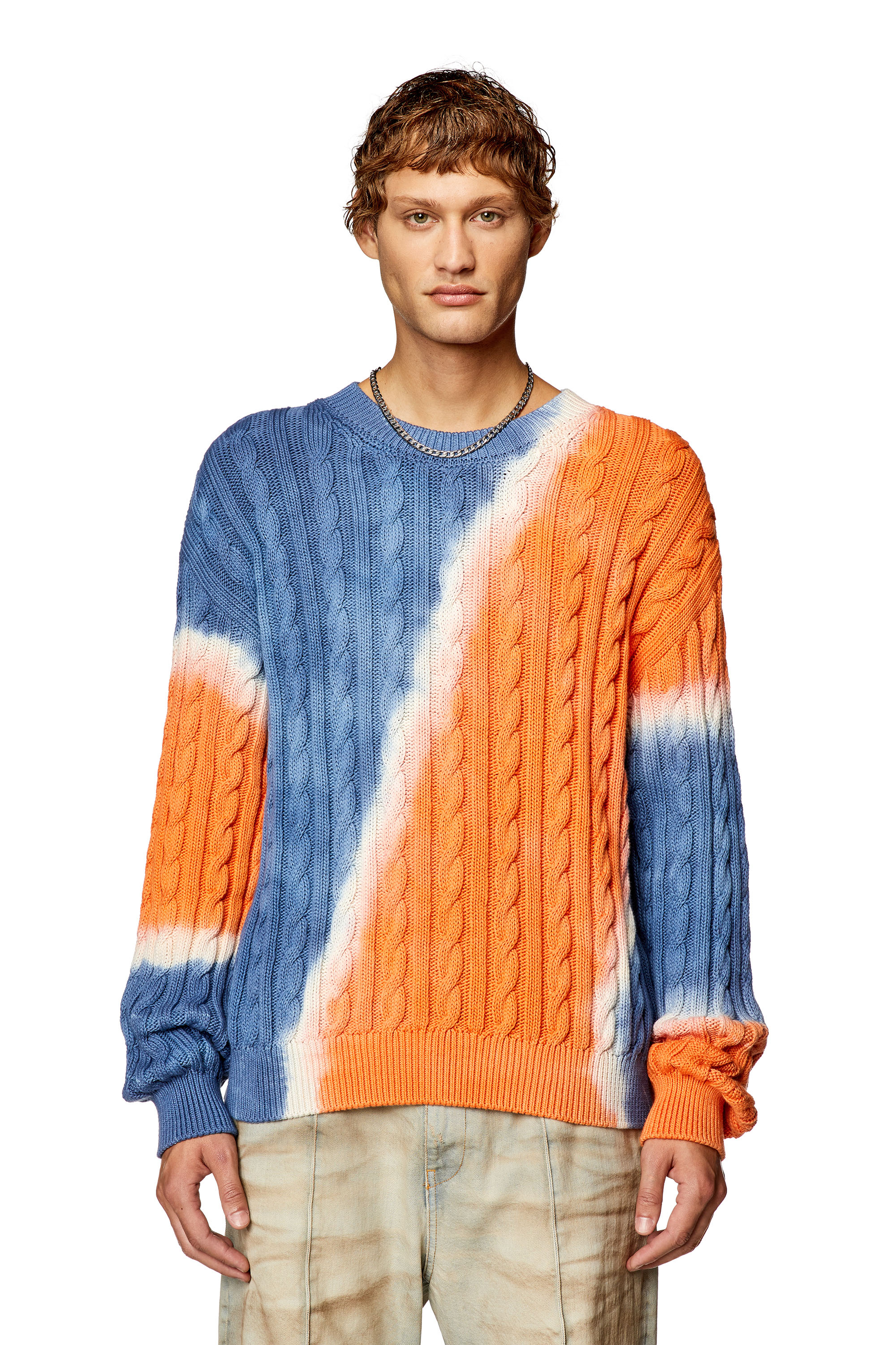 Diesel - K-JANCI, Man Tie-dye jumper in cable-knit cotton in Multicolor - Image 6