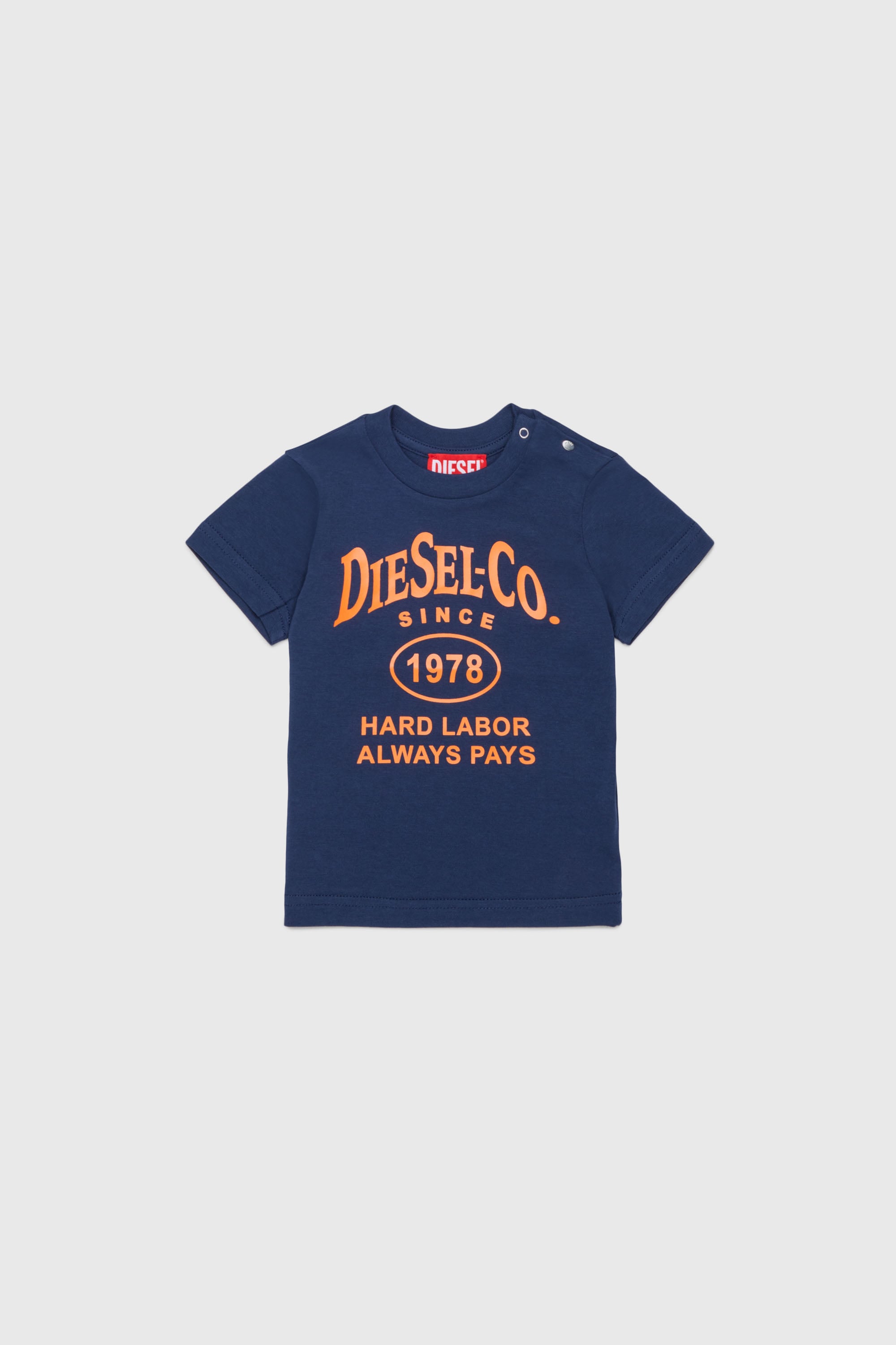 Diesel - TSINB, Man's Cotton T-shirt with slogan print in Dark Blue - 1