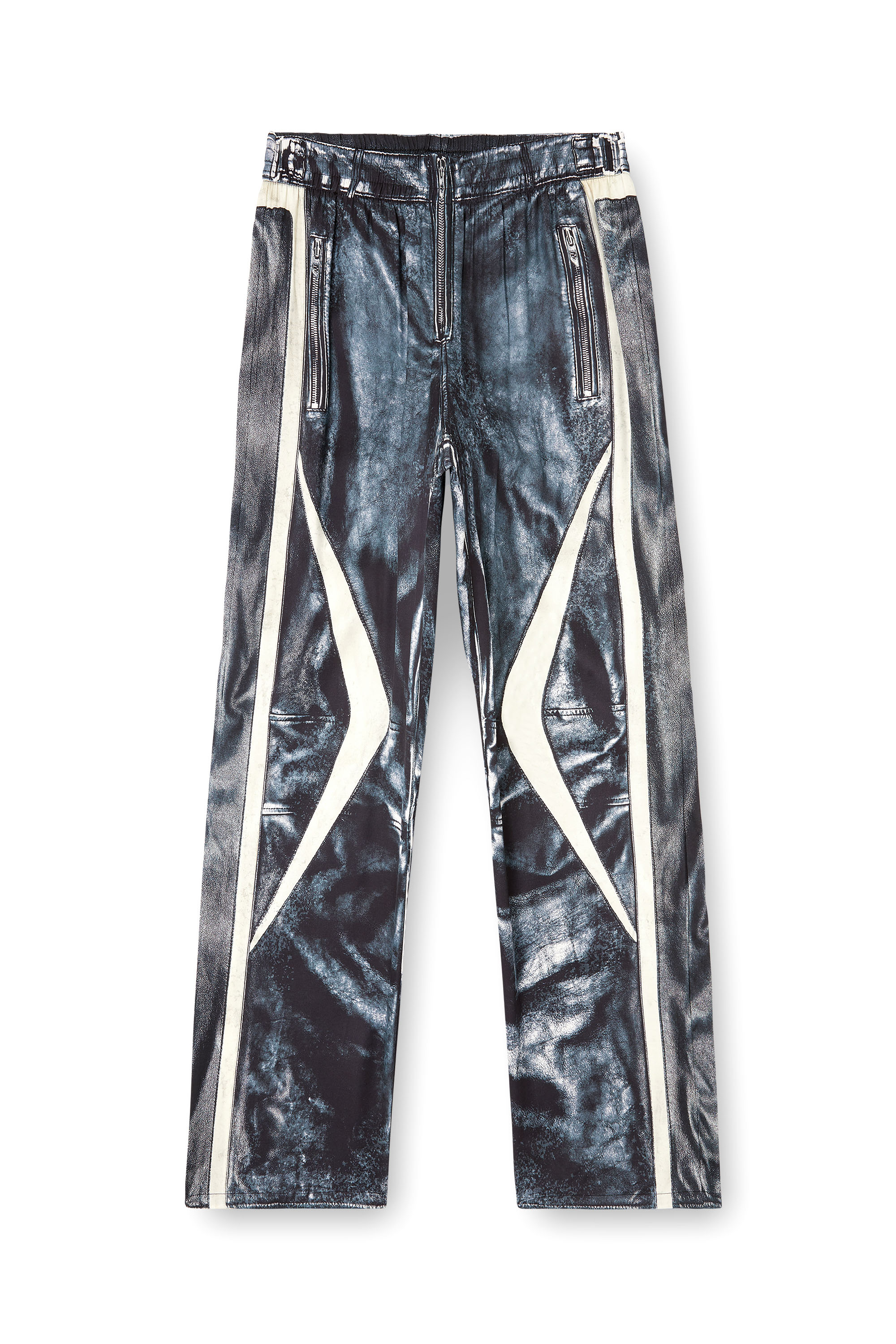 Diesel - P-THECK-BMCZ, Man's Biker-trompe l'oeil satin track pants in null - 1