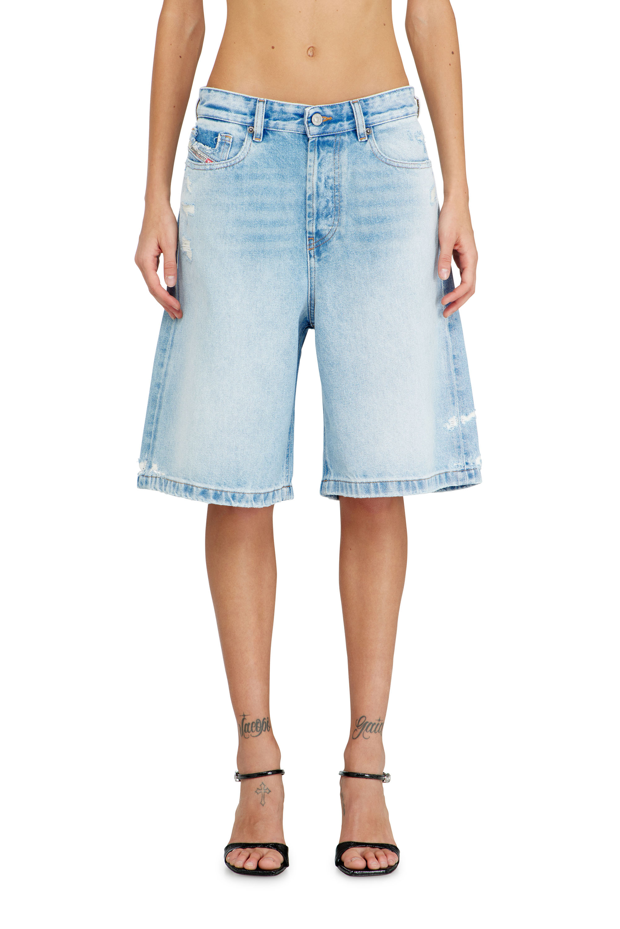 Diesel - DE-SIRE-SHORT, Woman's Shorts in destroyed denim in null - 1