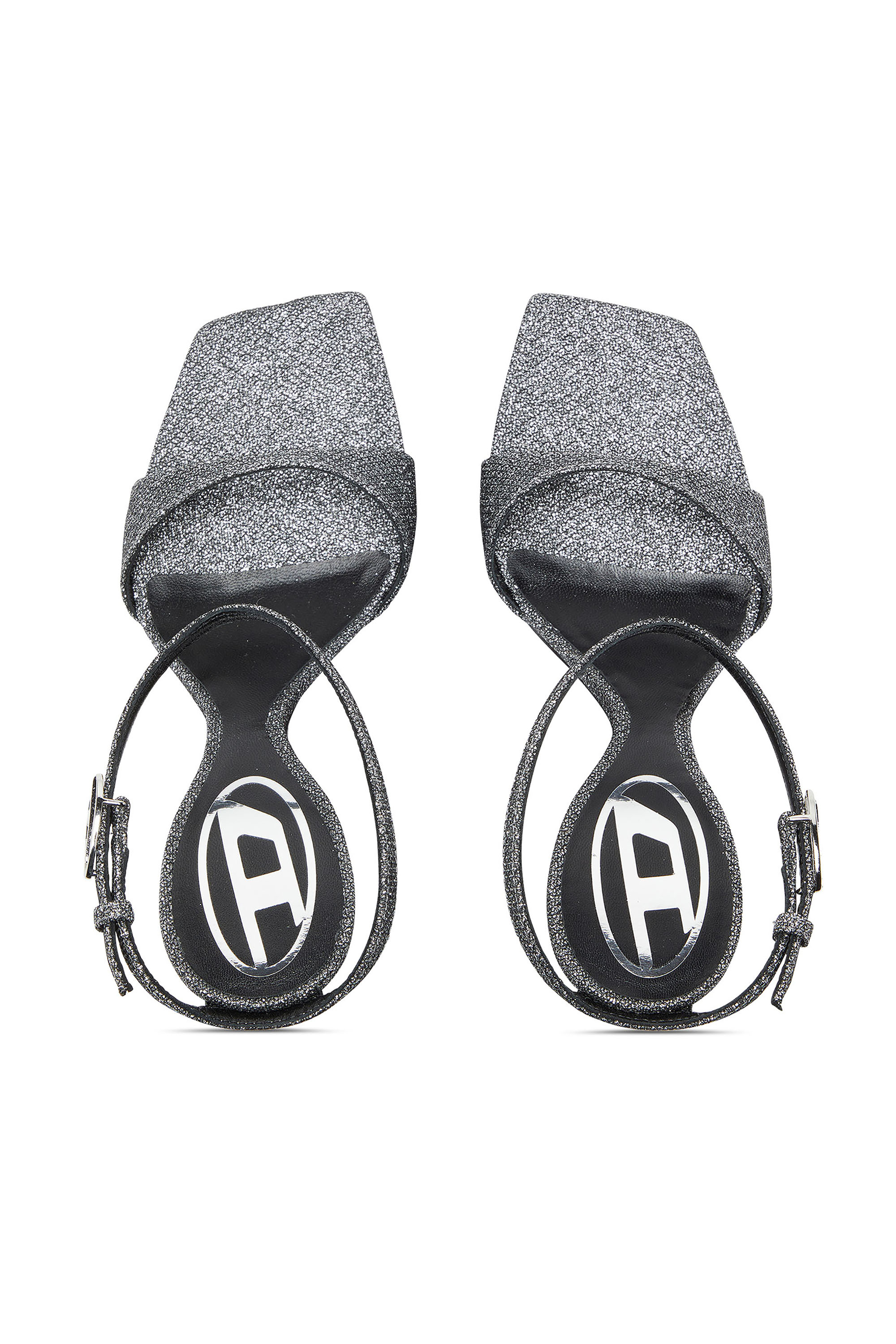 Diesel - D-AMBER SANDAL WEDGE, Woman's D-Amber-Wedge sandals in Lurex fabric in Silver - 4