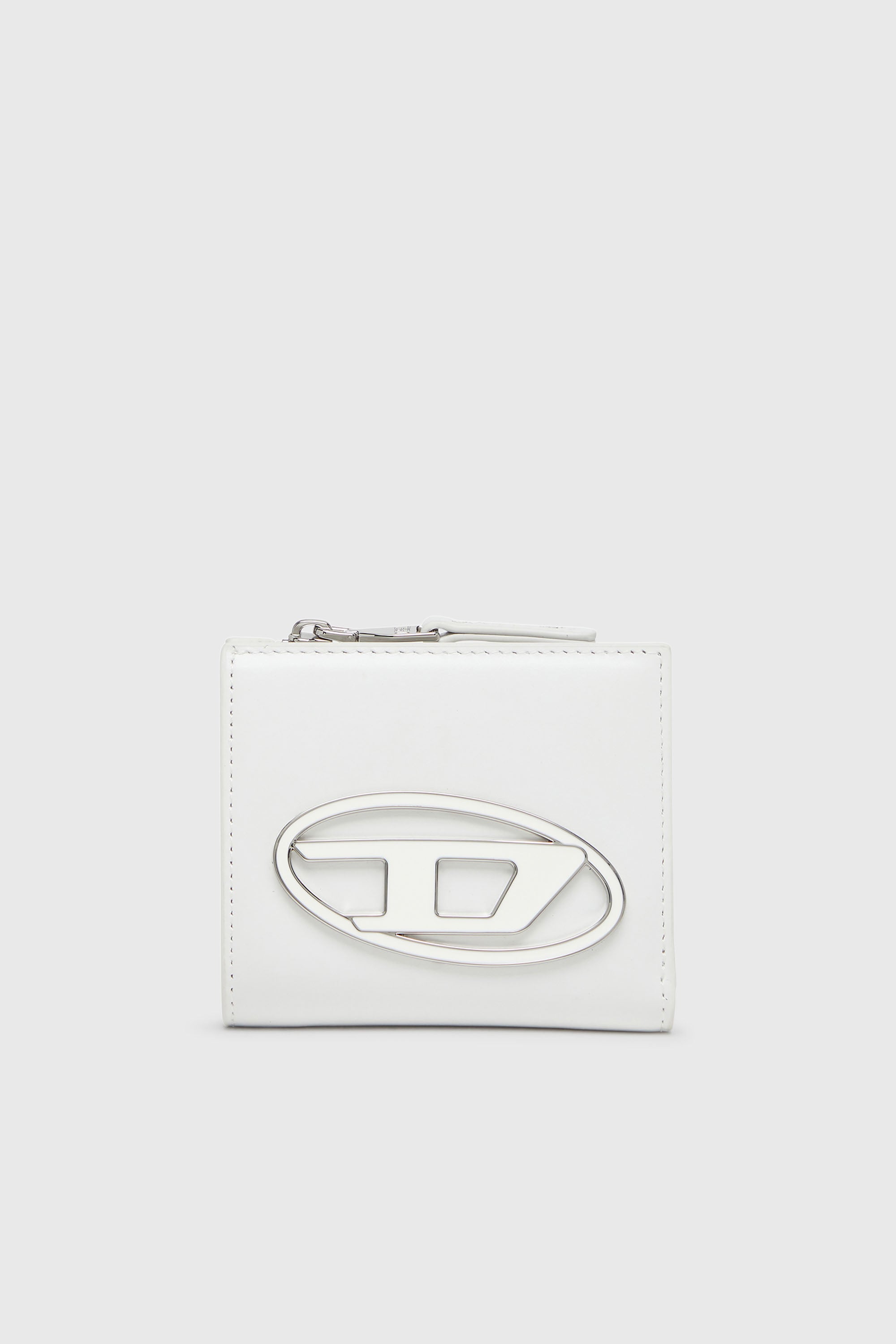 Diesel - 1DR BI FOLD ZIP L, Woman's Bi-fold wallet in leather in White - 1