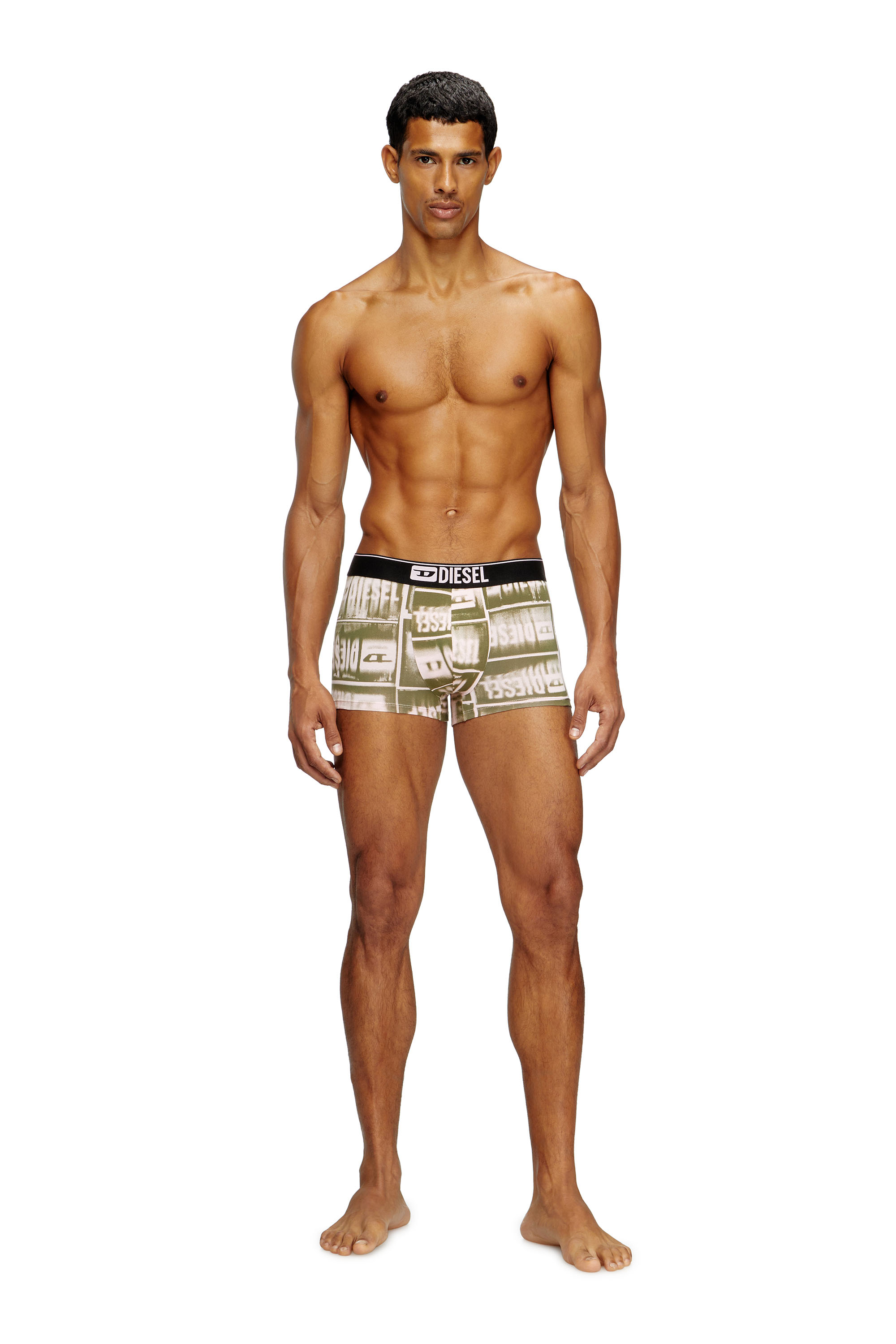 Diesel - DAMIEN-D-BOX, Man's Boxer briefs with faded logo print in Green - 1