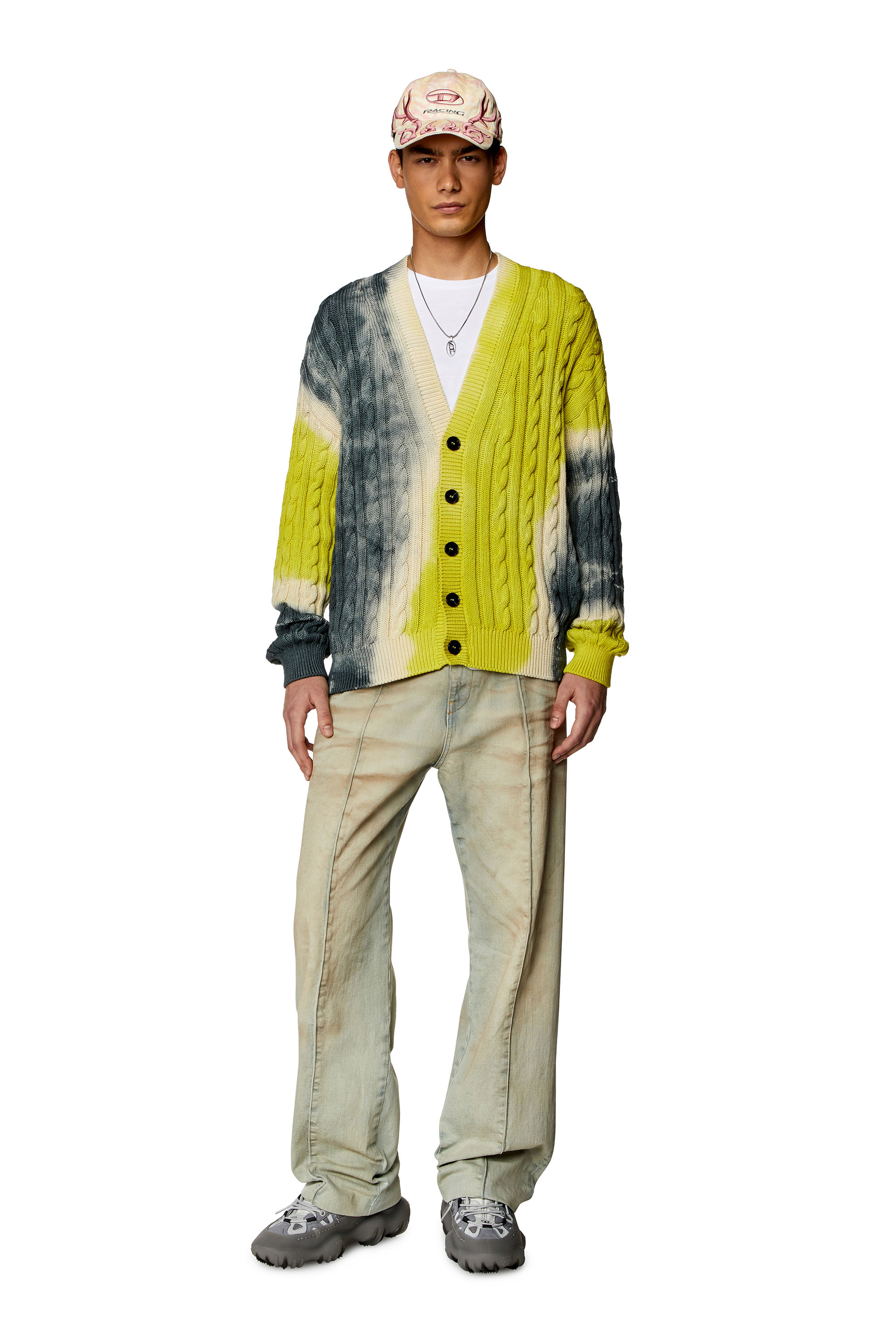 Diesel - K-JONNY, Man Tie-dye cardigan in cable-knit cotton in Multicolor - Image 2