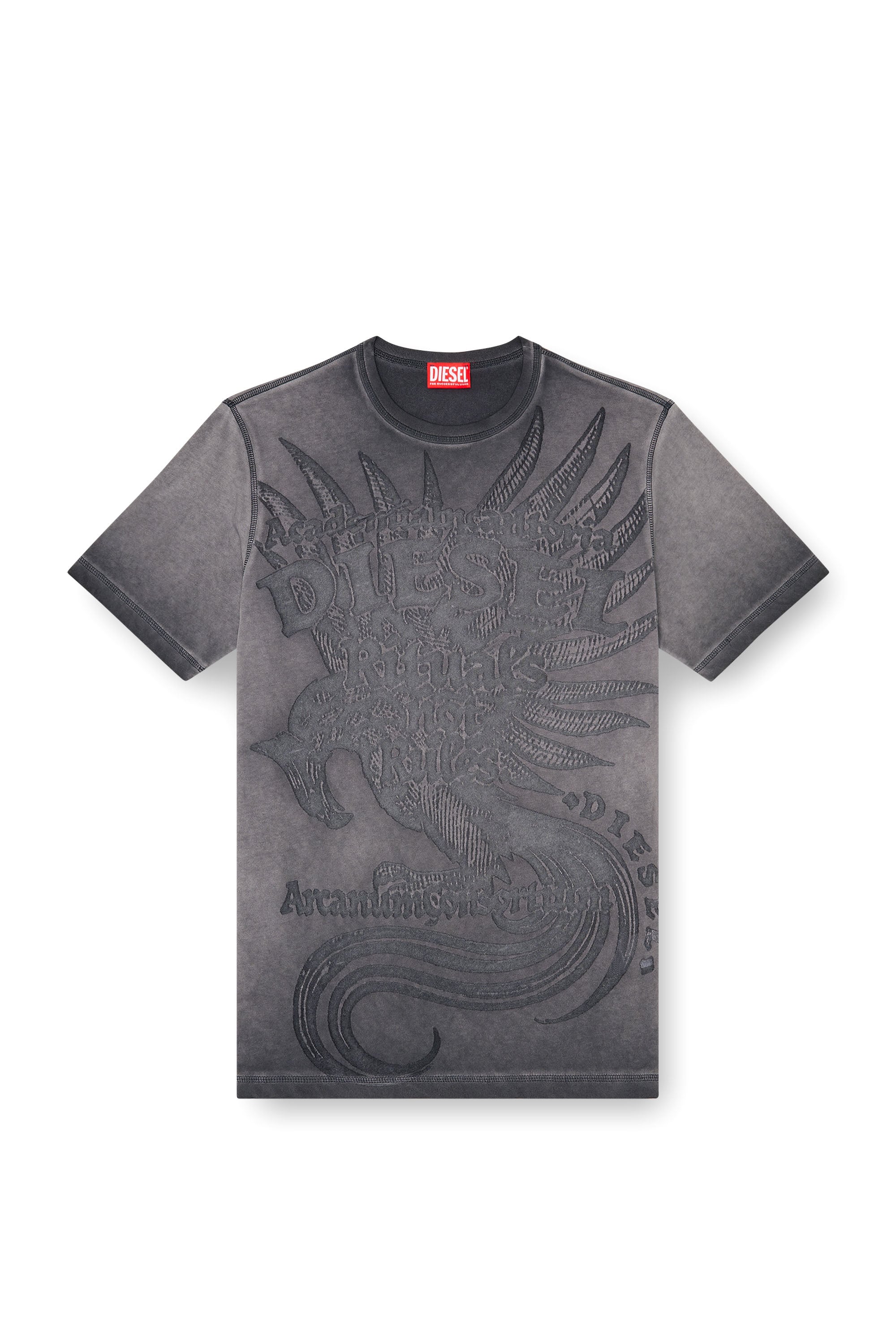 Diesel - T-RAWJUST-AA1, Man's Jersey T-shirt with embossed graphic in Dark grey - 3